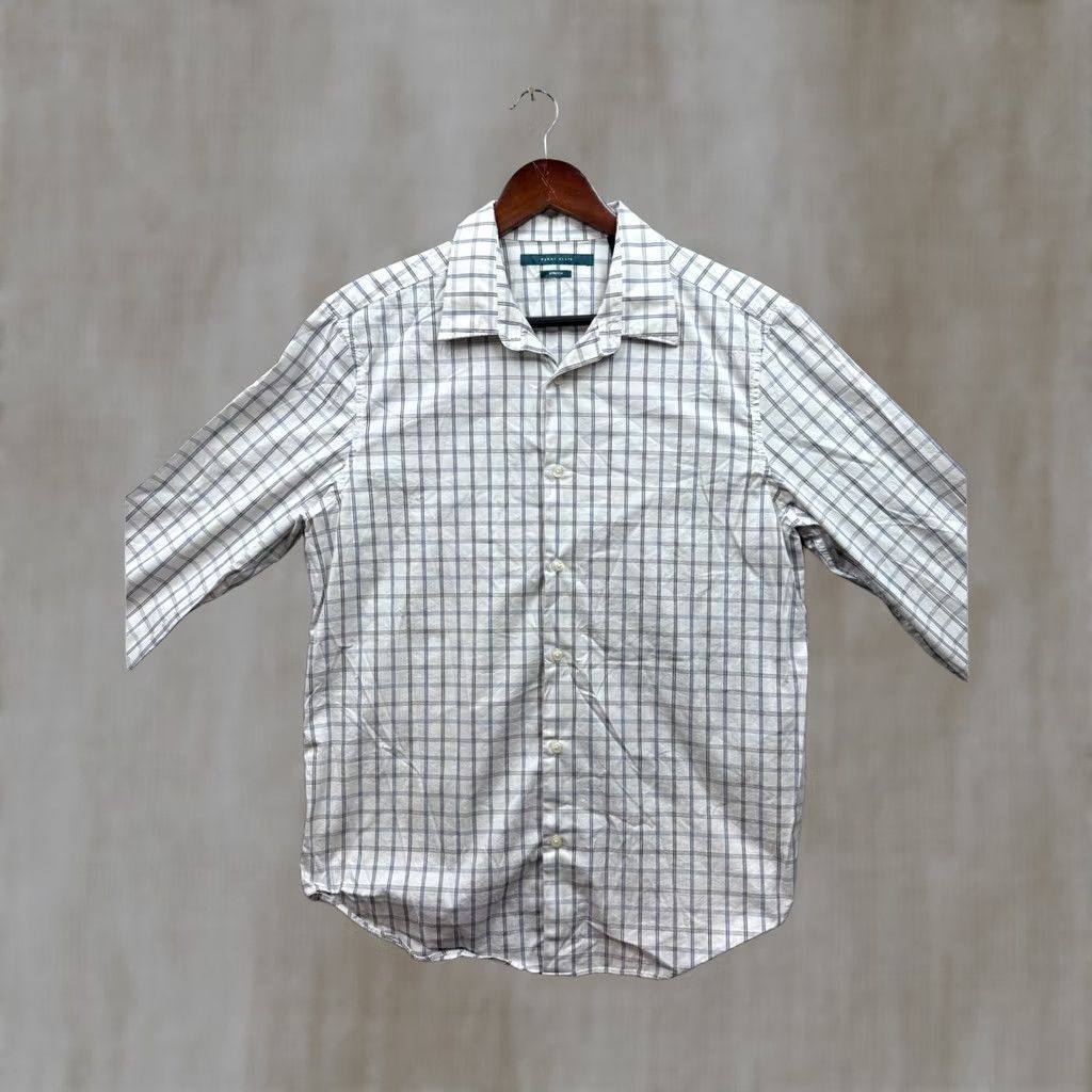 Perry Ellis Perry Ellis Men's L/G Button-Down Shirt Plaid Stretch Wrinkle Resistant Casual Workwear White Cotton Polyester Blend Long Sleeve Button-Up Size US L / EU 52-54 / 3 - 1 Thumbnail