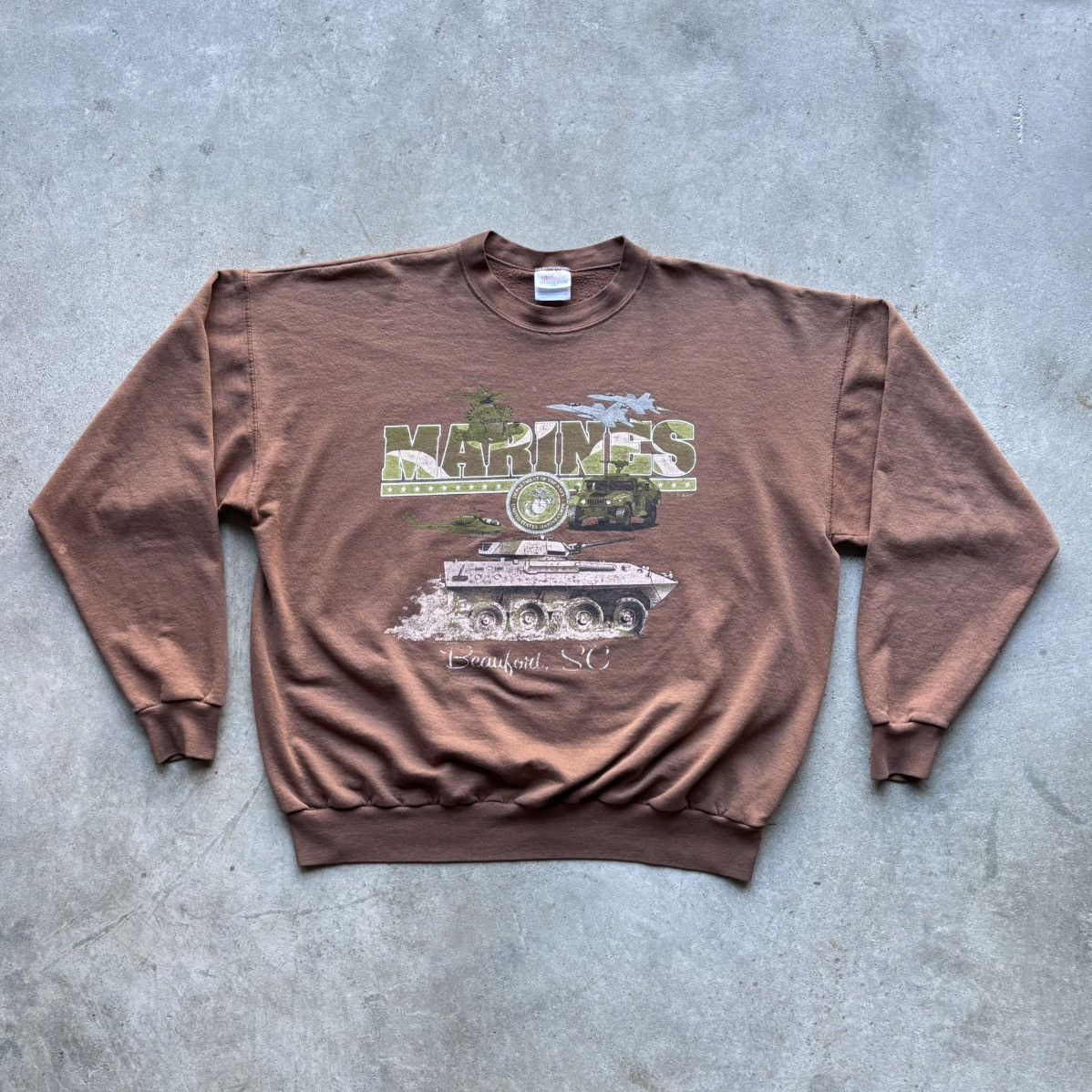 Hanes vintage 90s US MARINES Military Army spellout sweatshirt Size US XL / EU 56 / 4 - 3 Thumbnail