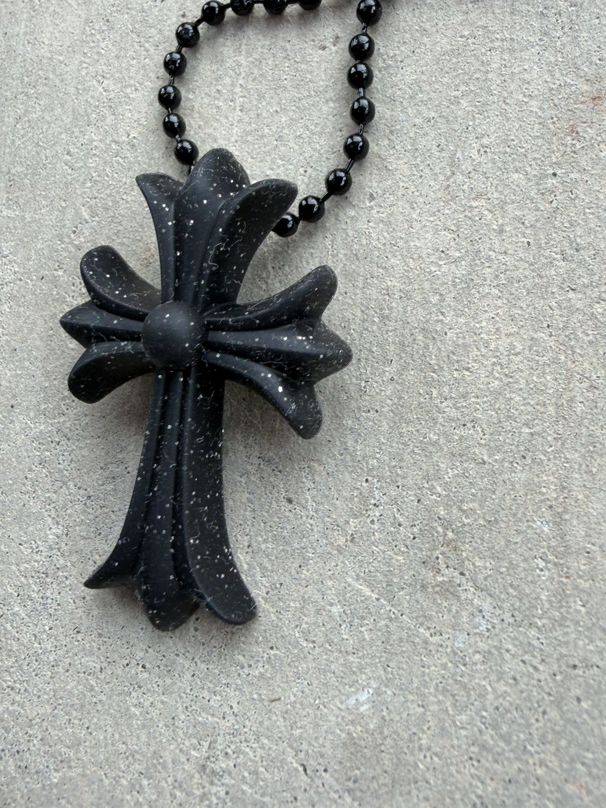 Chrome Hearts Chrome Hearts Silichrome Glitter Cross Necklace – Black Size ONE SIZE - 3 Thumbnail