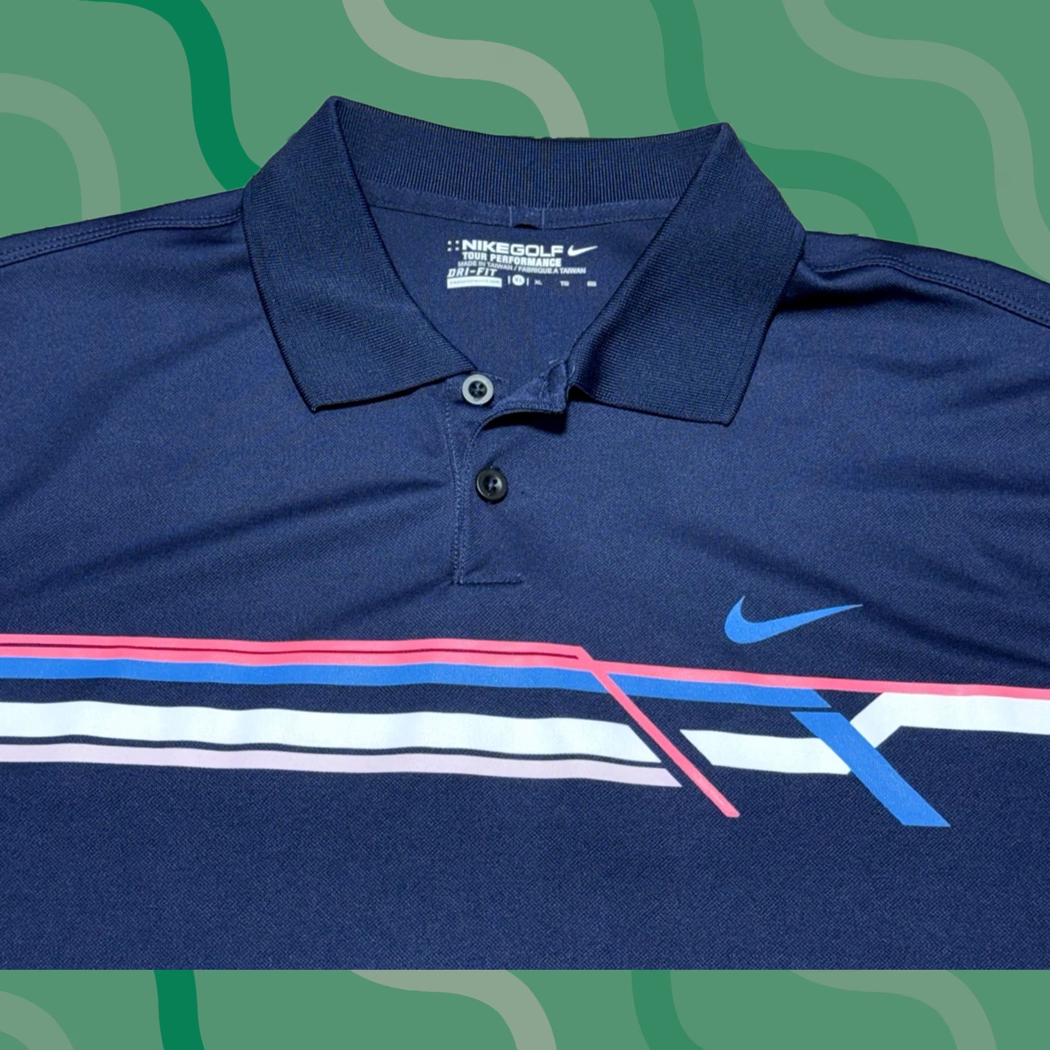 Nike Nike Golf Polo Shirt Mens XL Navy Blue Tour Performance Dri-FIT 452734 419 Polo Short Sleeve Button Collared Moisture Wicking Breathable Logo Graphic Size US XL / EU 56 / 4 - 1 Thumbnail