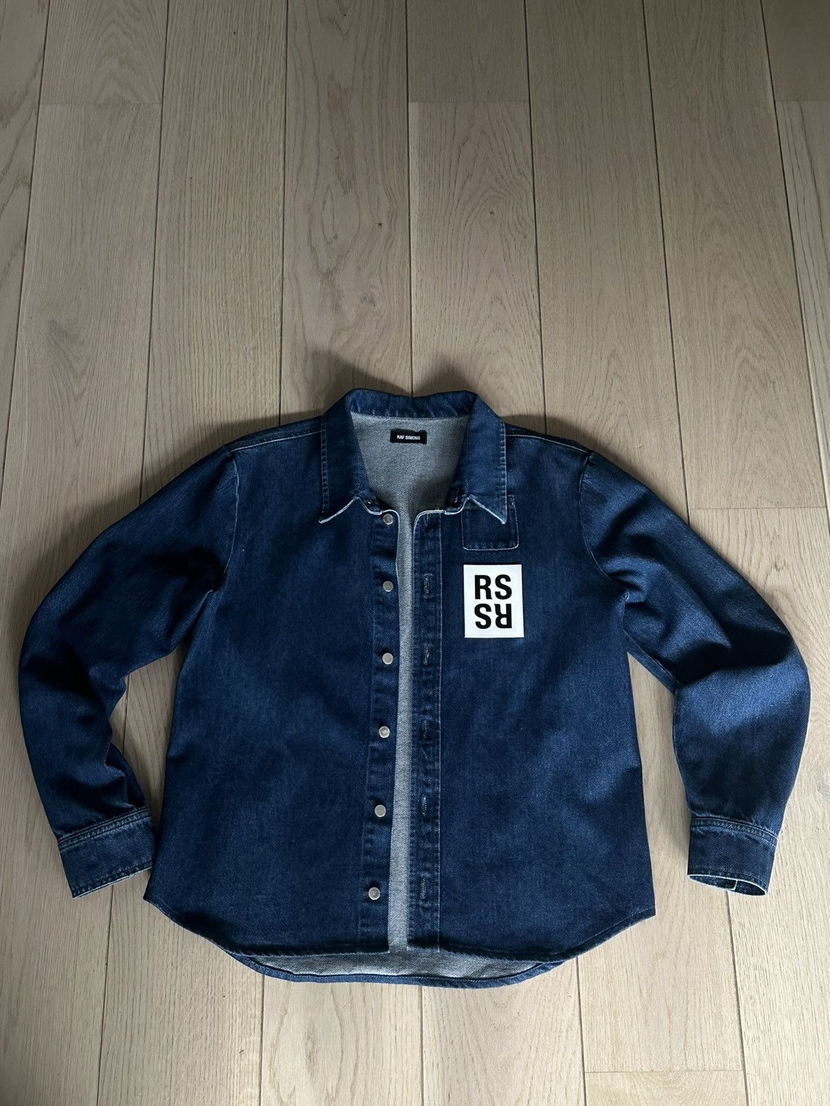 image of Raf Simons Denim Shirt in Blue, Men's (Size Large)