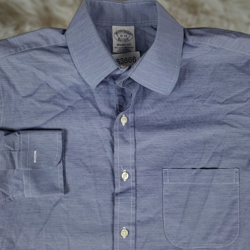 Brooks Brothers VINTAGE Brooks Brothers Shirt Mens 15.5 Blue Regent Dress Button Up Long Sleeve Size 40R - 1 Thumbnail