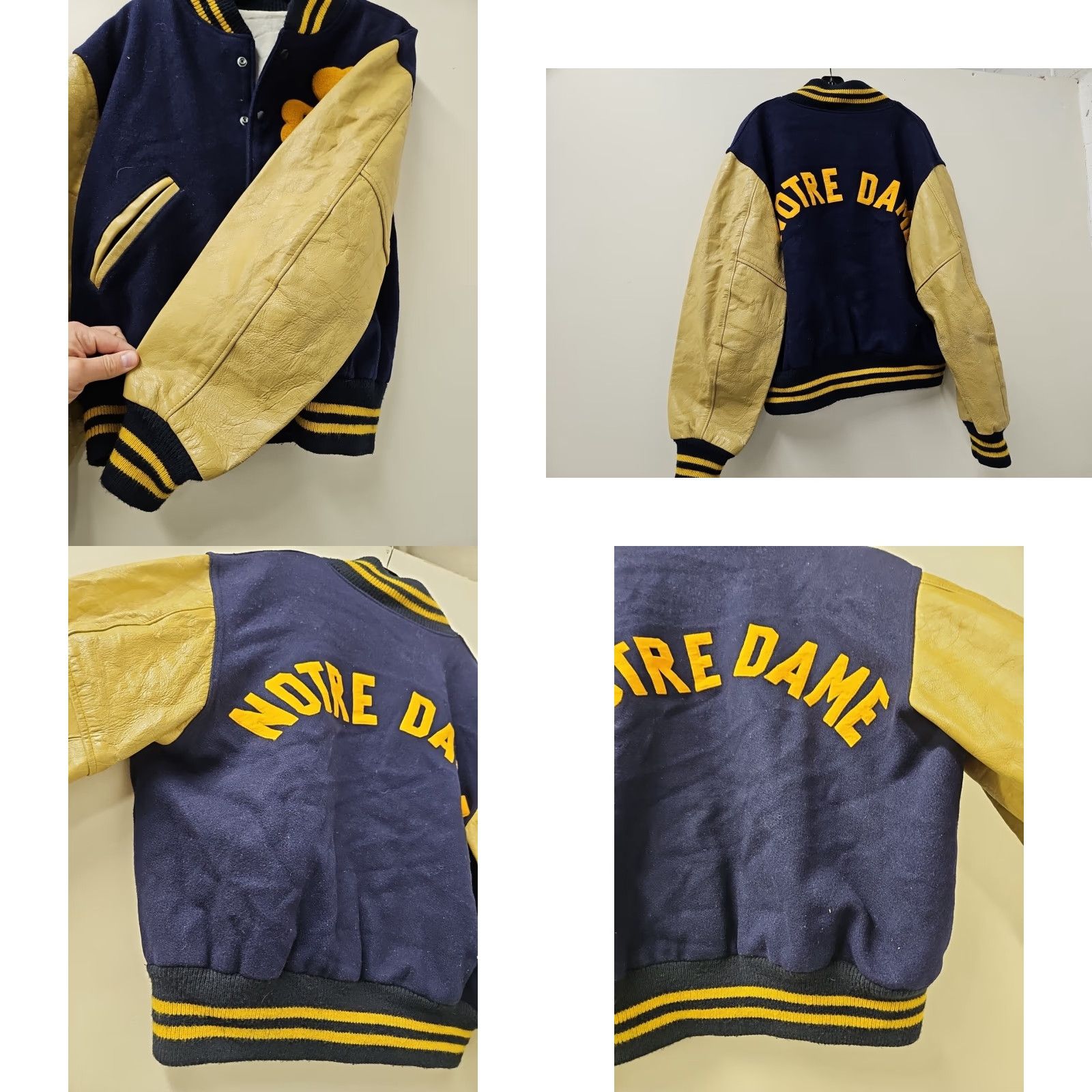 Vintage VINTAGE Notre Dame 1960s Authentic Varsity Jacket Mens Blue Wool Leather 26 Chest 25 Length Football University 11/5 Size US S / EU 44-46 / 1 - 8 Thumbnail