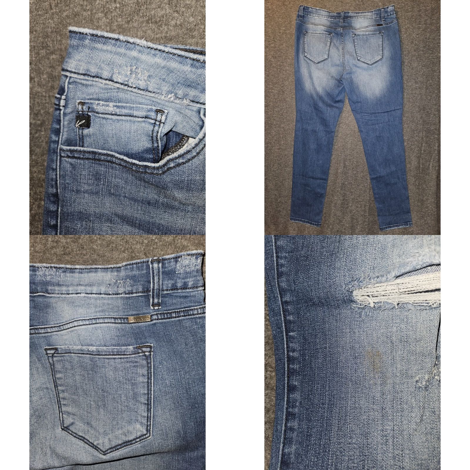 Vintage Kancan Jeans Women's 31 Straight Blue Denim Distressed Stretch Preppy Casual Jeans Size 24" / US 00 / IT 34 - 8 Thumbnail