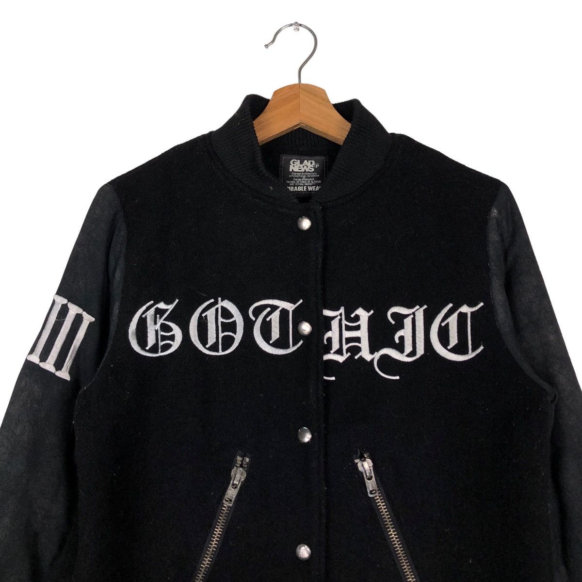 Japanese Brand 🔥Vtg Varsity Jacket Bomber Glad News Skeleton Big Logo Size US M / EU 48-50 / 2 - 4 Thumbnail