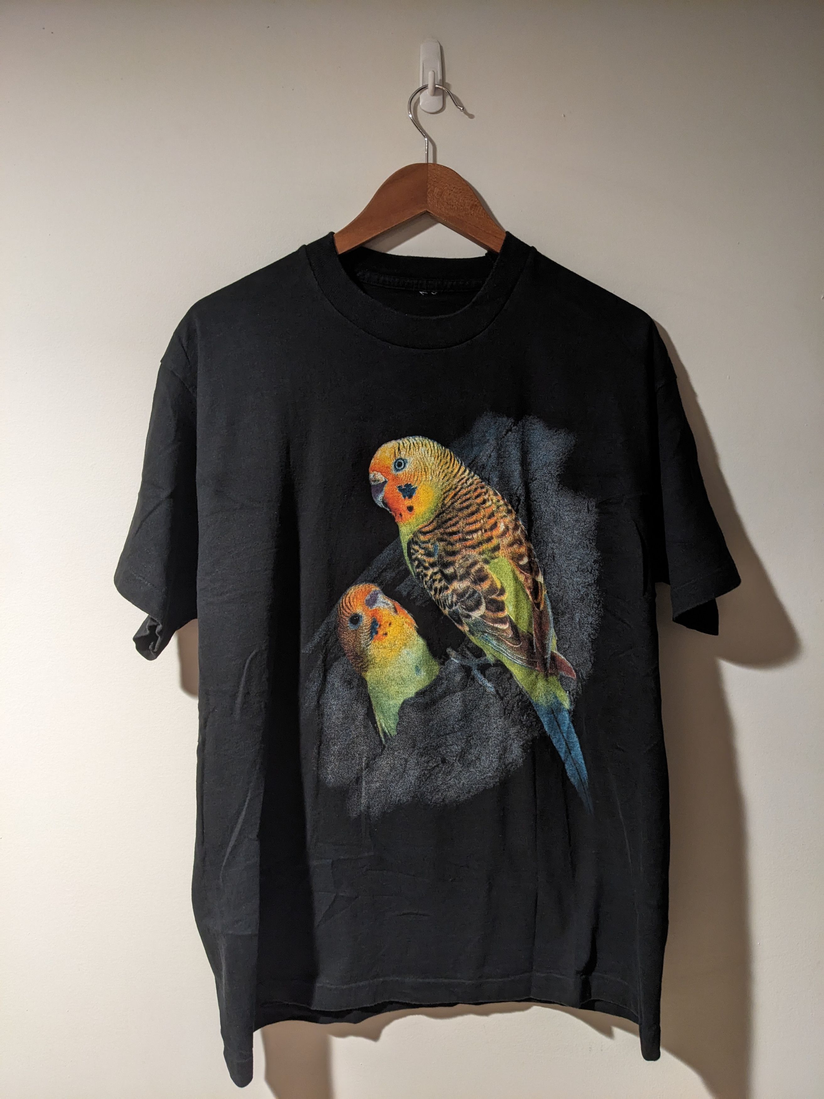 Vintage Vintage 90s Budgerigar Bird Animal Nature X-Large T-Shirt Size US XL / EU 56 / 4 - 1 Thumbnail