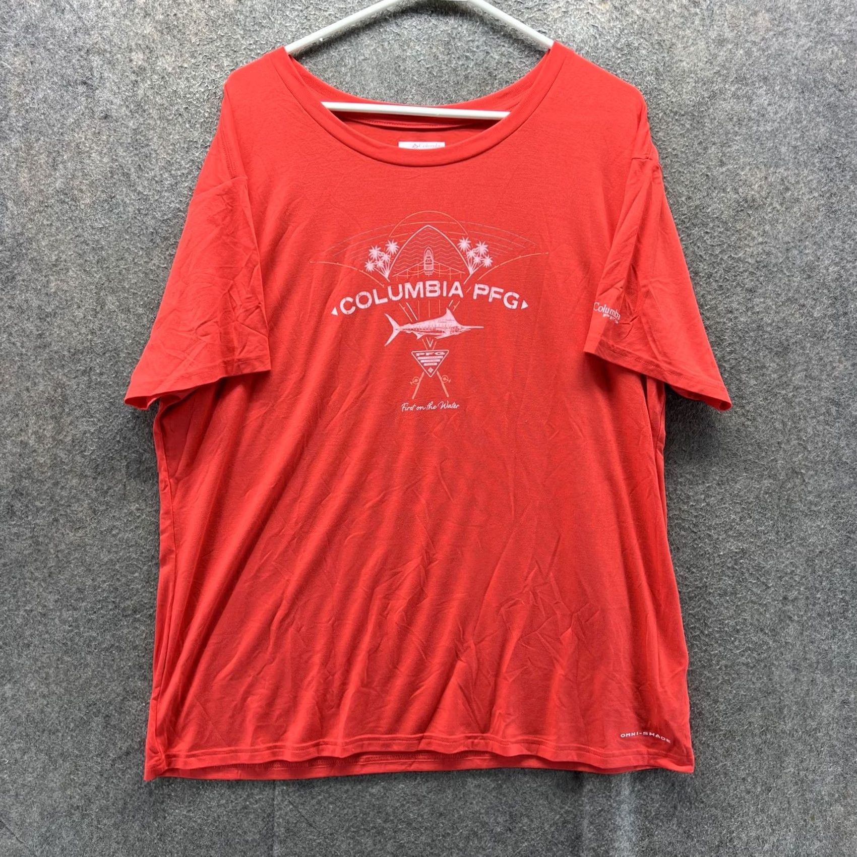 Vintage Columbia PFG Shirt Mens XL Red Omni-Shade Fishing Graphic Short Sleeve Tee Size US XL / EU 56 / 4 - 2 Thumbnail