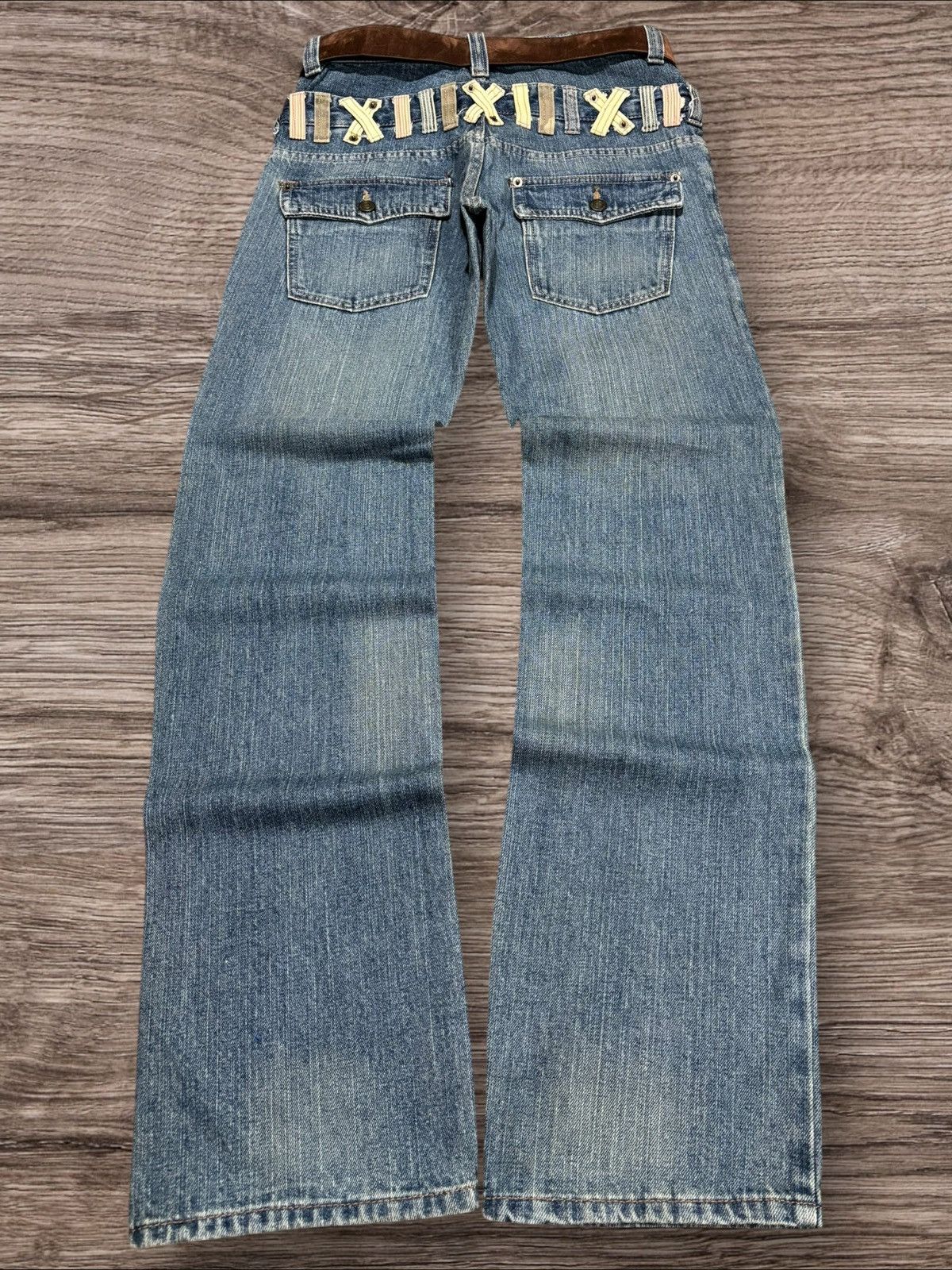 Vintage Vtg Japanese Brand Double Waist Faded Bondage Punk Jeans Size US 30 / EU 46 - 2 Thumbnail
