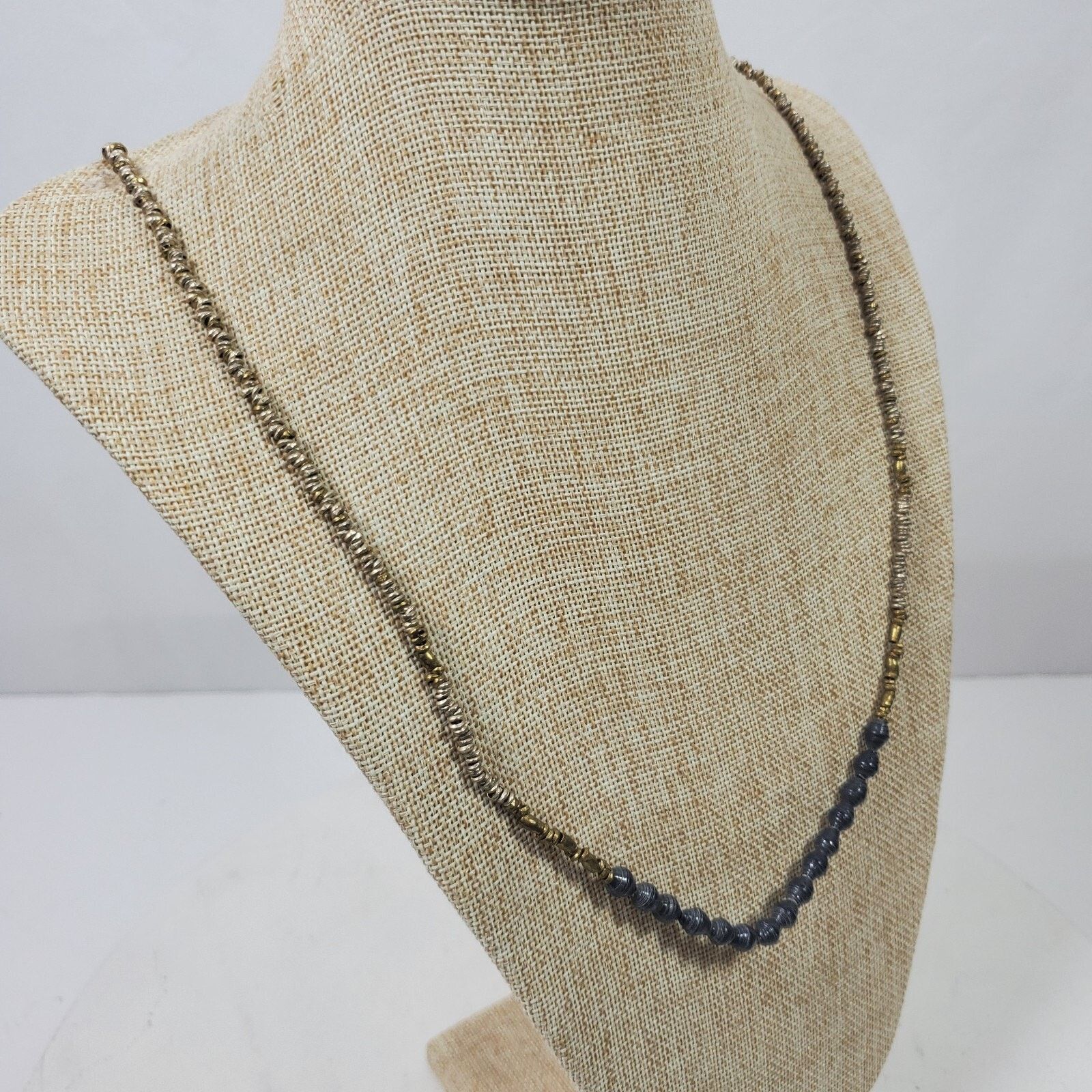 The Unbranded Brand Aeola Necklace Blue Beaded Small Gold Tone Beads 32" Size ONE SIZE - 2 Thumbnail