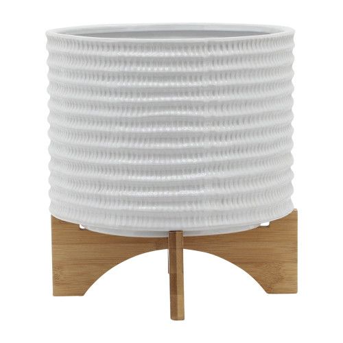 Designer × Homemade 10" TEXTURED PLANTER W/ STAND, WHITE Size US L / EU 52-54 / 3 - 3 Thumbnail