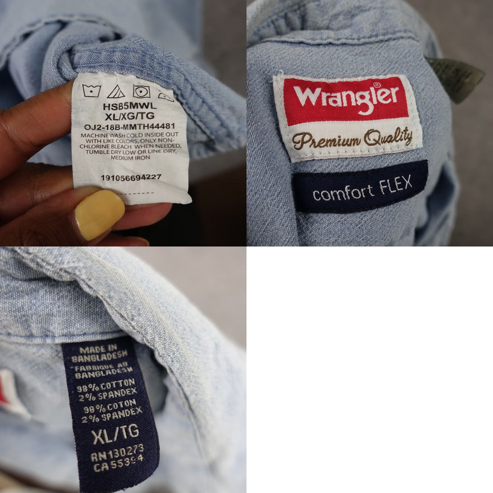 Wrangler VINTAGE Wrangler Shirt Mens XL Comfort Flex Denim Short Sleeve Button Up Pockets Size US XL / EU 56 / 4 - 9 Thumbnail