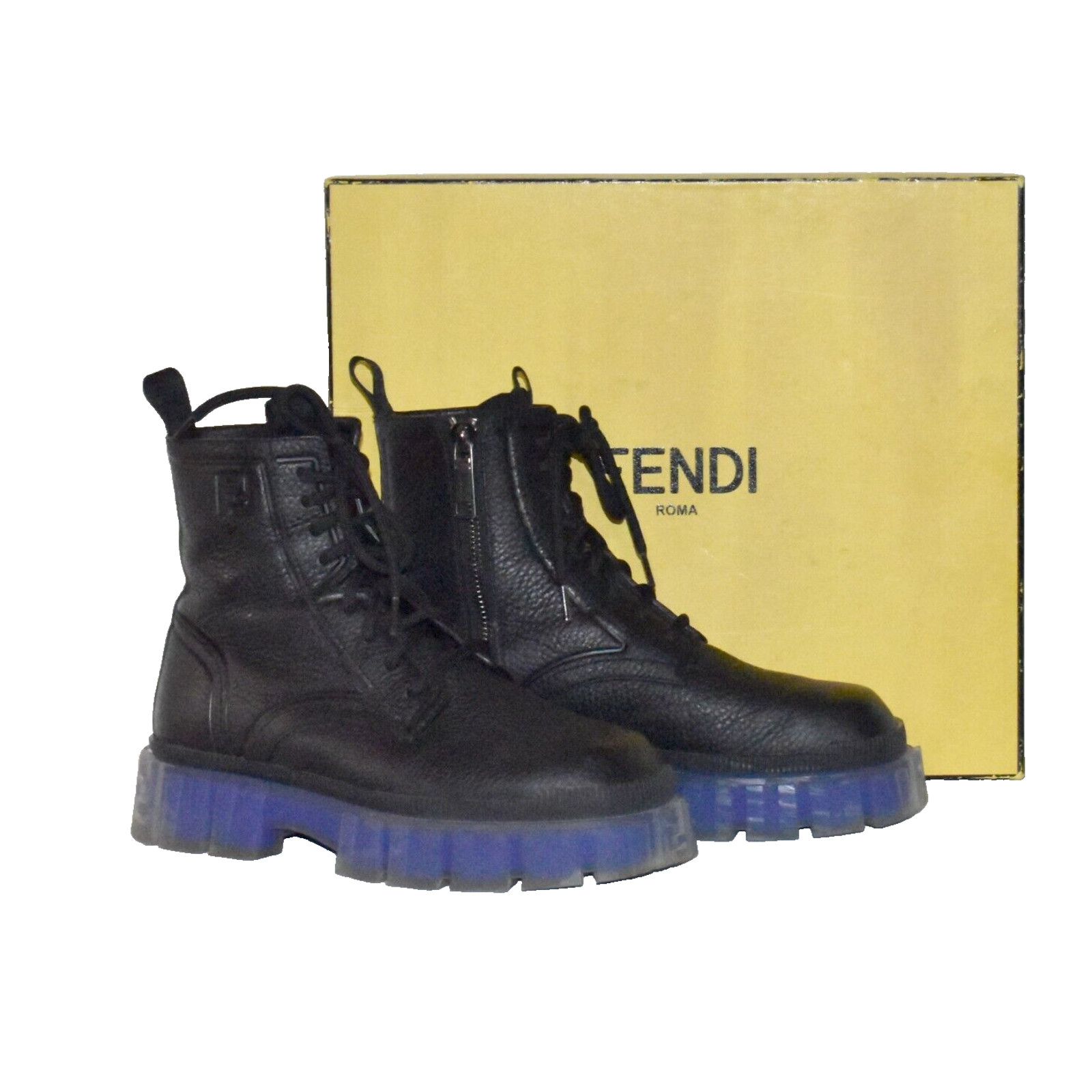 Fendi FENDI Mens 7U1485 AHH0 F08M4 Leather Combat Boots Sz 6 $1400 Size US 6 / EU 39 - 1 Thumbnail
