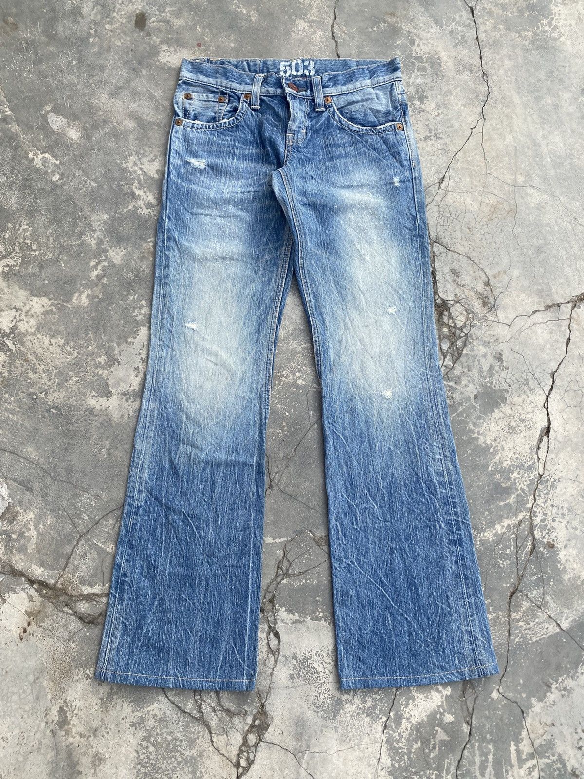 Edwin × Japanese Brand EDWIN 503 Distressed Flare Size 29" - 1 Thumbnail
