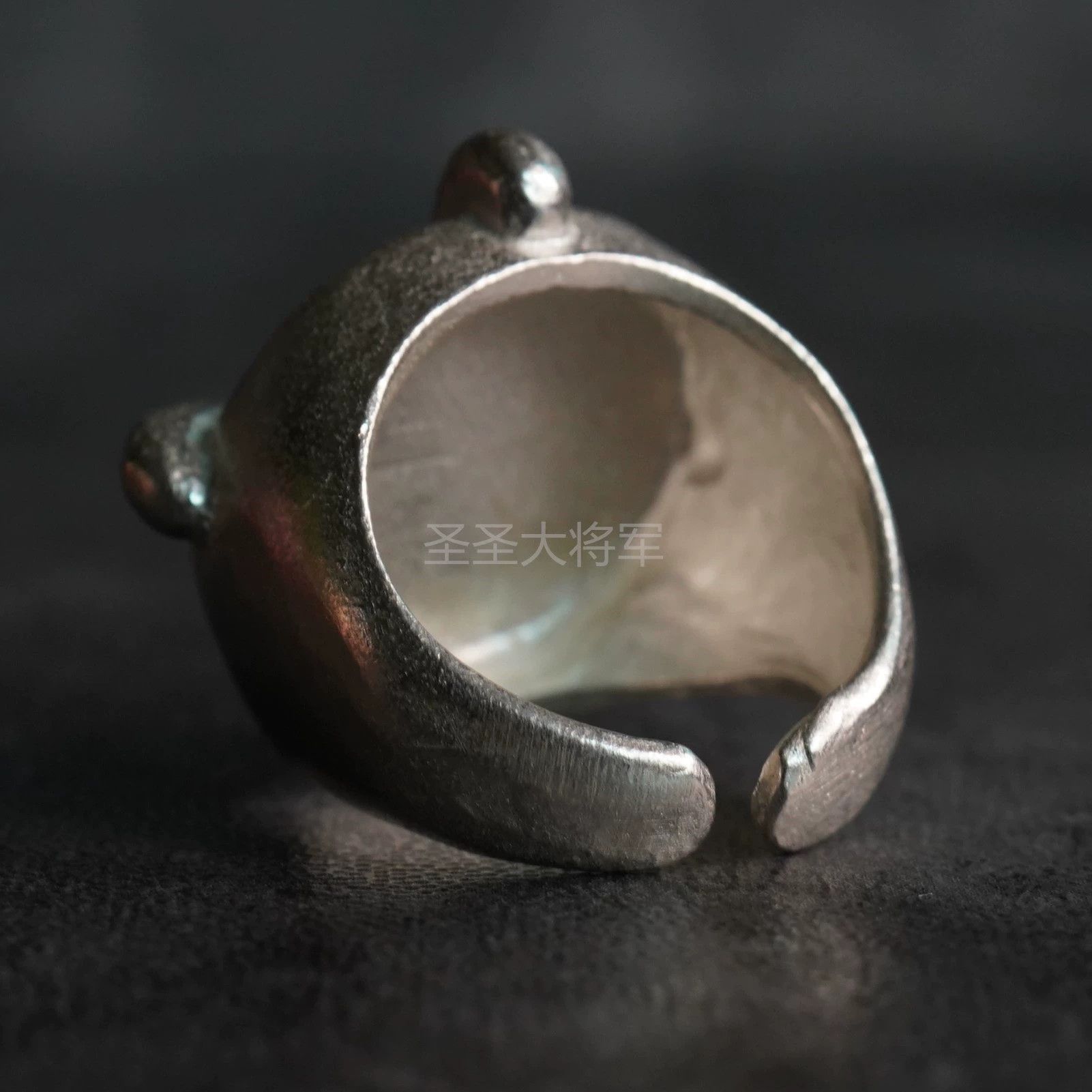 Ma+ M.A+ oxidized convex cross 925 silver ring S-13 M-16 adj Size ONE SIZE - 3 Thumbnail