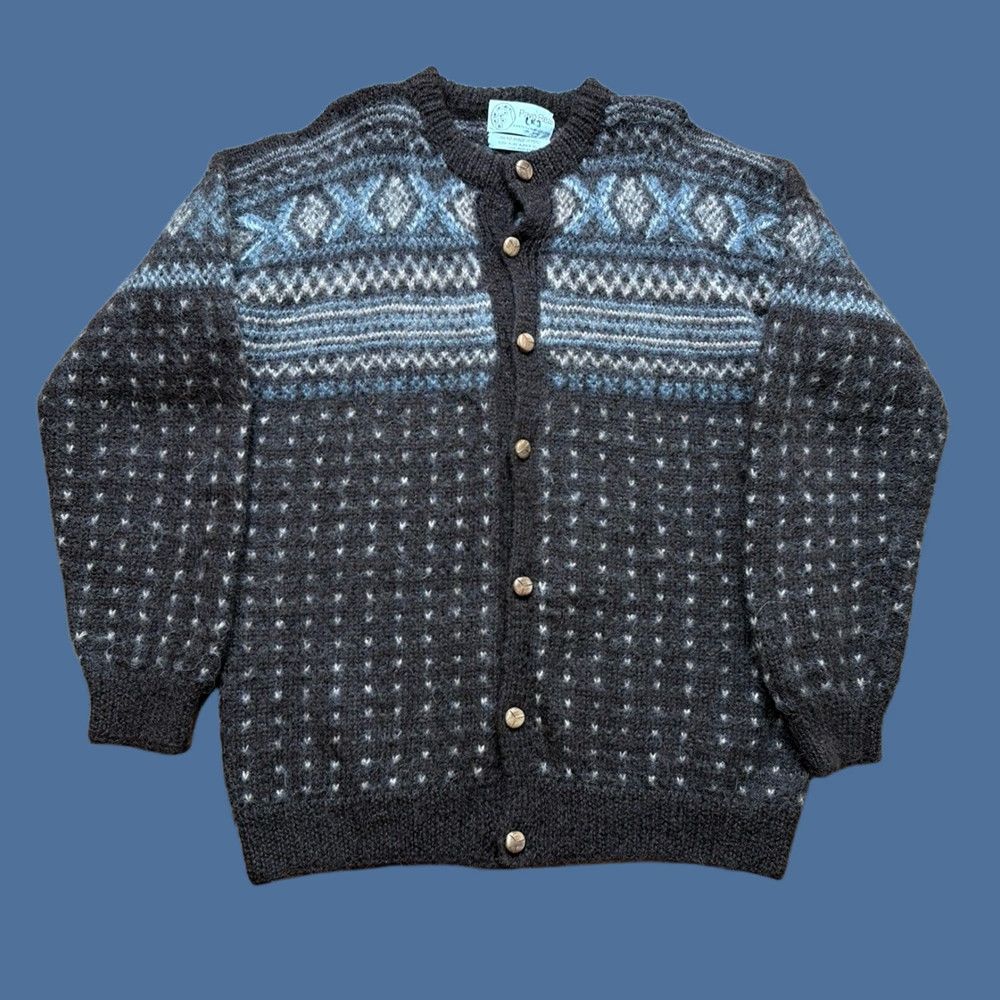 Vintage Pavo Real Women’s Large Cardigan Sweater 100% Alpaca Fair Isle Nordic Brown Long Sleeve Crew Neck Knit Christmas Winter Aztec DP Size L / US 10 / IT 46 - 1 Thumbnail