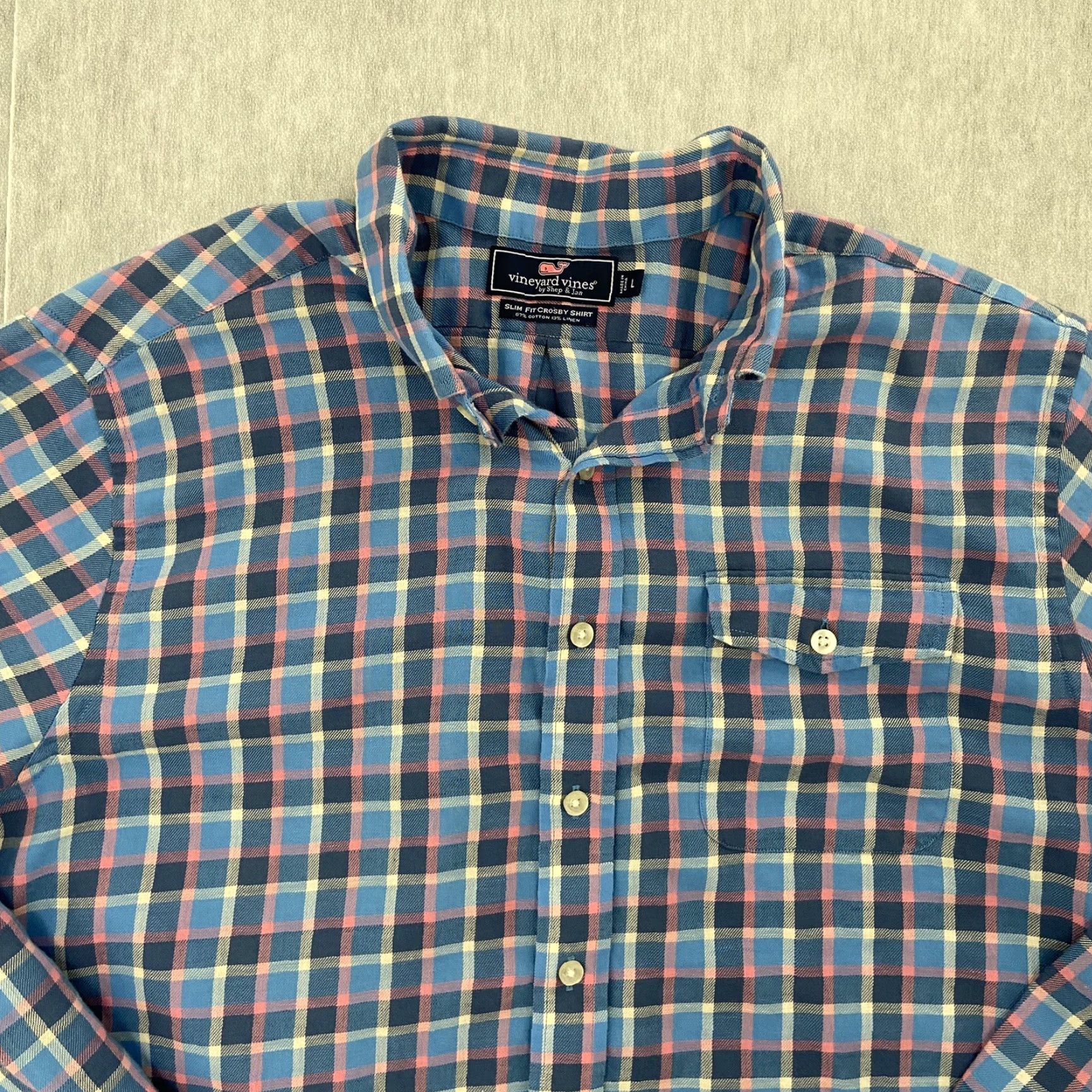 Vineyard Vines VINTAGE Vineyard Vines Mens Shirt Adult Large Blue Plaid Long Sleeve Button Slim Fit Crosby 90s Casual Size US L / EU 52-54 / 3 - 3 Thumbnail