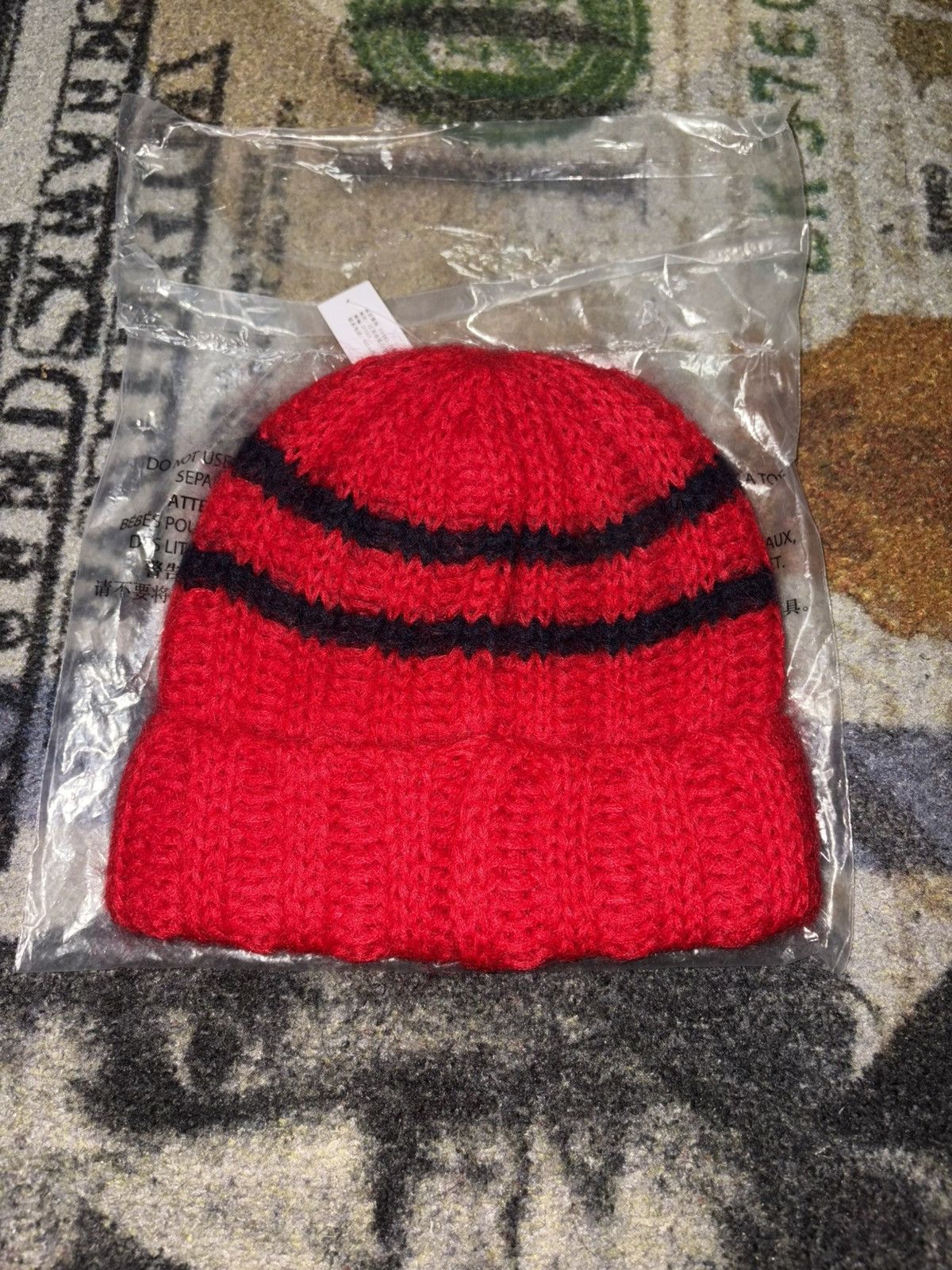 Supreme Supreme Brushed Stripe Beanie Red Size ONE SIZE - 2 Thumbnail