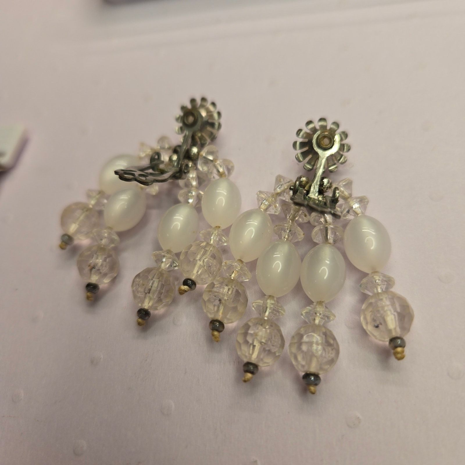 Vintage Vintage MCM Clear Crystal Beaded Chandelier Dangle Earrings Size ONE SIZE - 9 Thumbnail