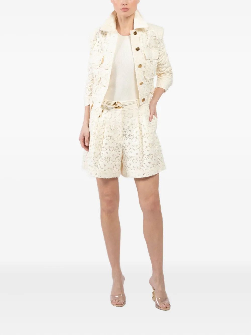 Zimmermann oc11z0226 Cotton-Blend Lace Jacket In Cream Size M / US 6-8 / IT 42-44 - 2 Thumbnail