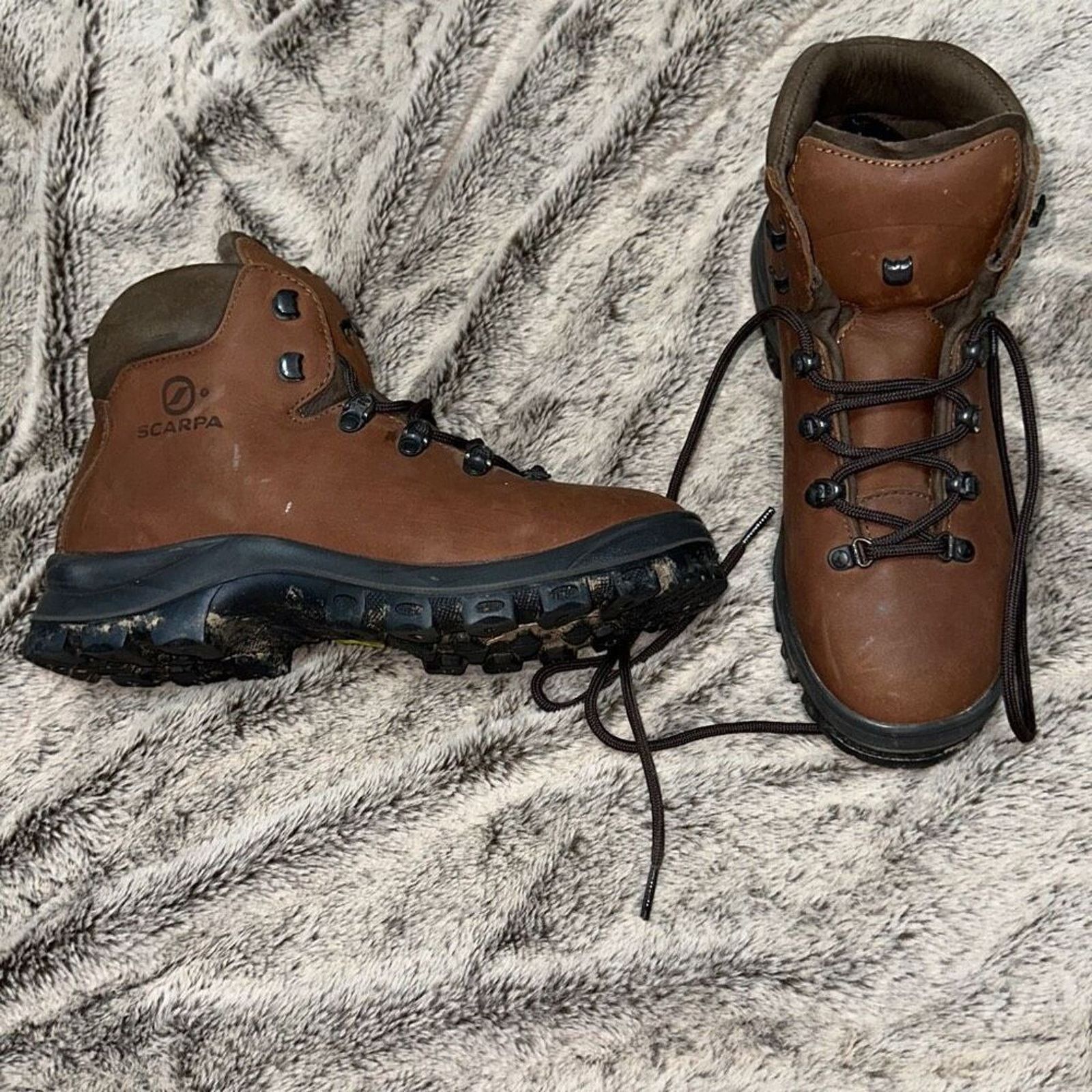 Scapa Sports Scarpa Brown Leather Vibram Sole Hiking Boots | Sz 38.5 Size US 8.5 / IT 38.5 - 2 Thumbnail
