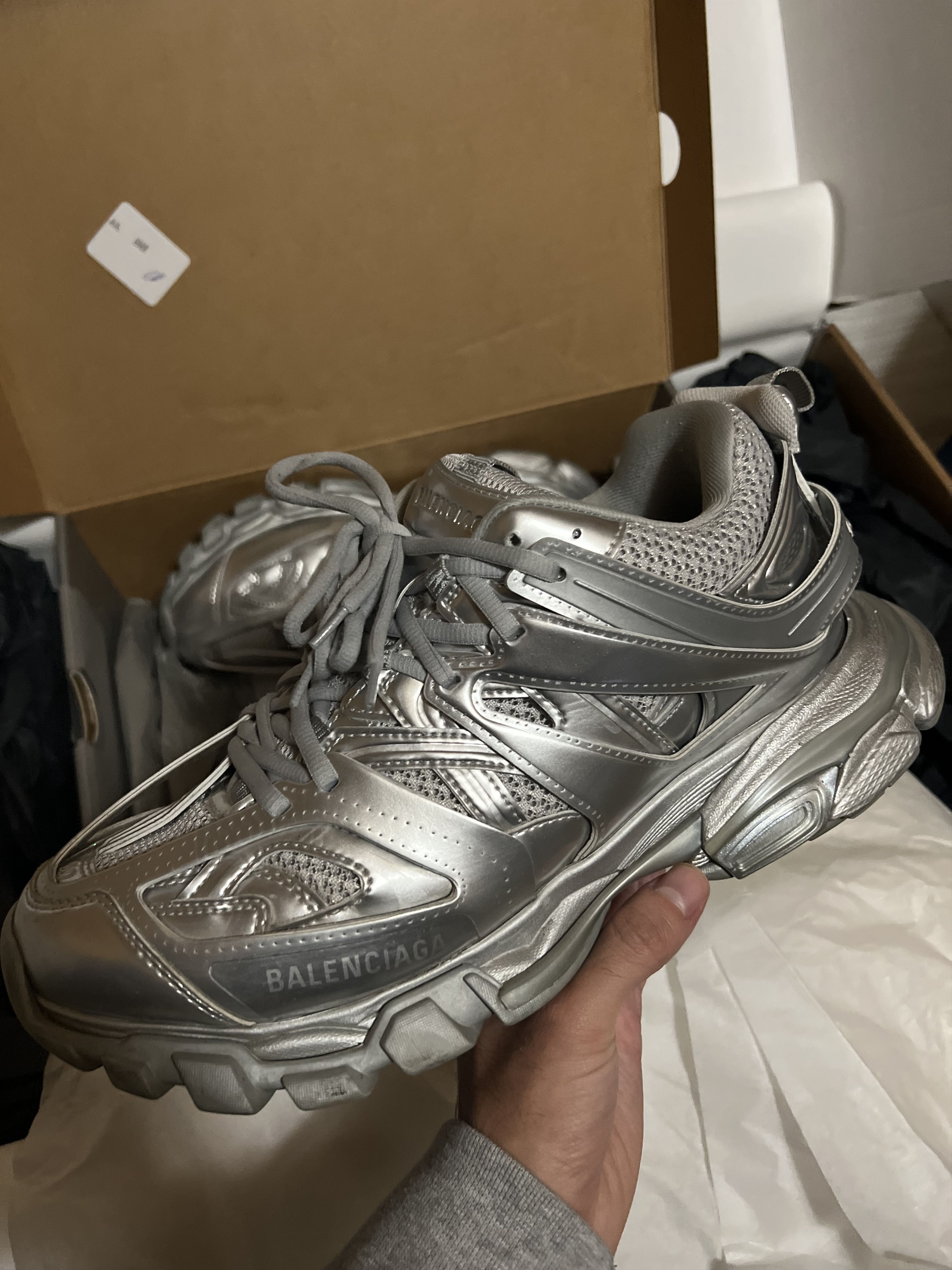 Balenciaga Balenciaga Track Sneaker Metallic Silver | Grailed