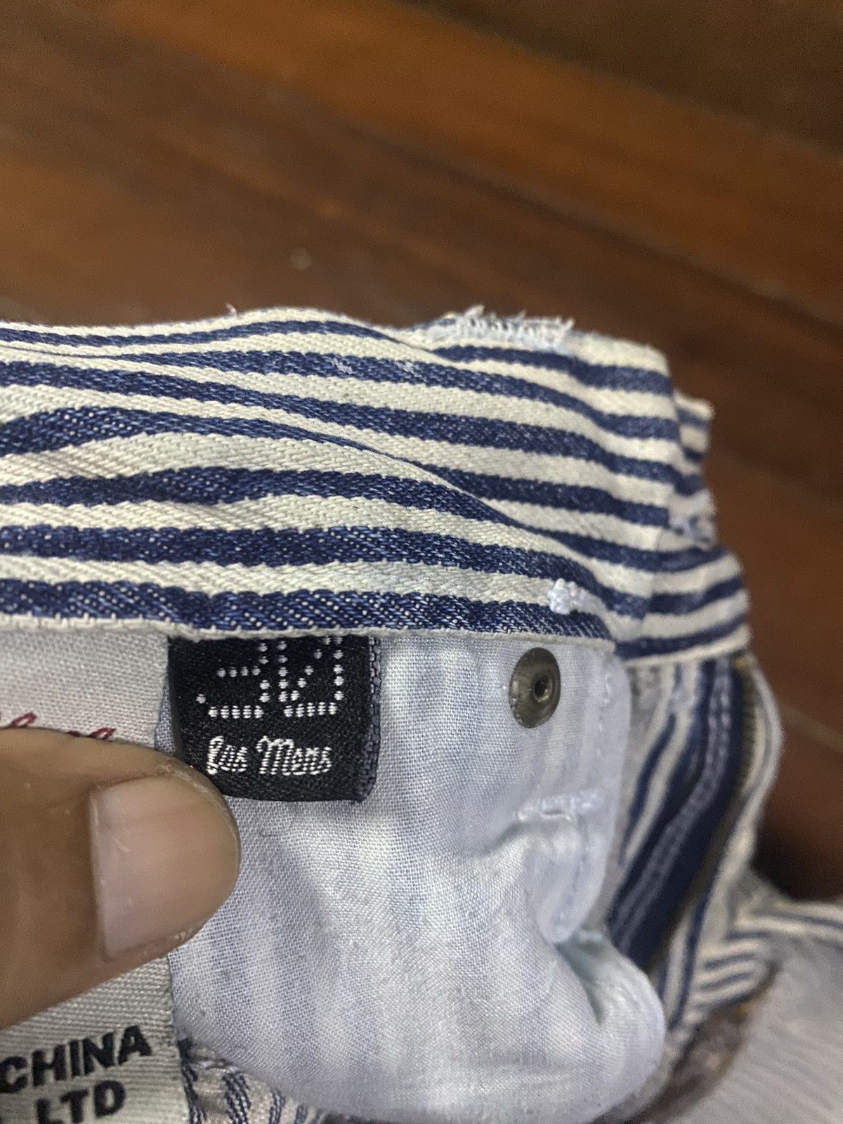 If Six Was Nine × Japanese Brand HICKORY STRIPED SHORT embroided patchwork Size US 31 - 14 Thumbnail