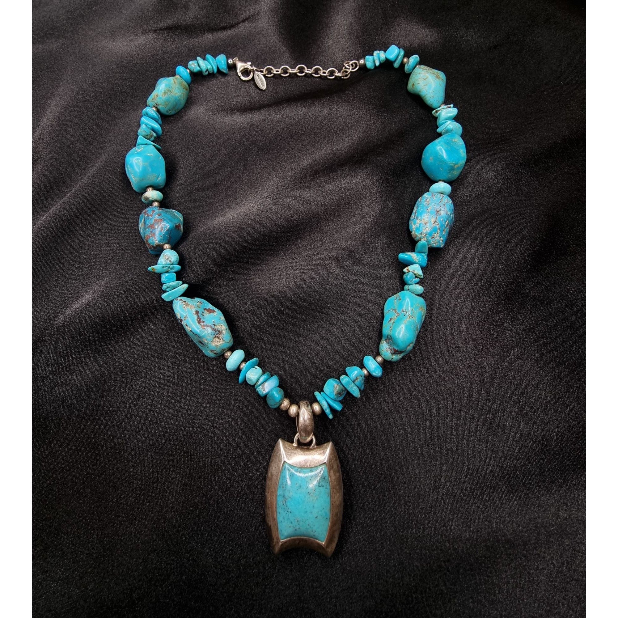 Vintage Barse 925 Sterling Silver Turquoise Beaded Necklace With Pen Size ONE SIZE - 2 Thumbnail