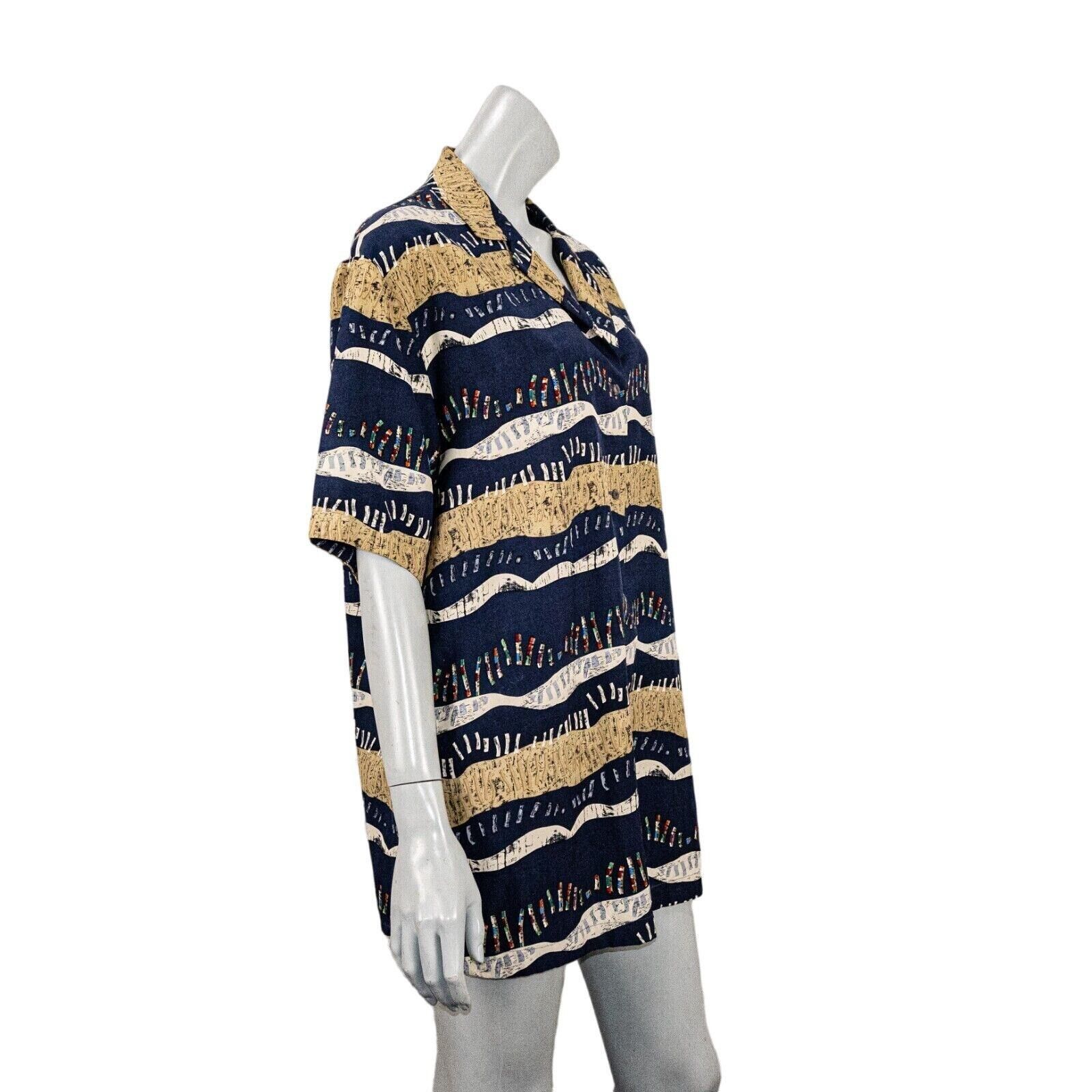 Nicole Farhi NICOLE FARHI 100% Silk Button up Blouse Navy Multi Print Size XL / US 12-14 / IT 48-50 - 4 Thumbnail