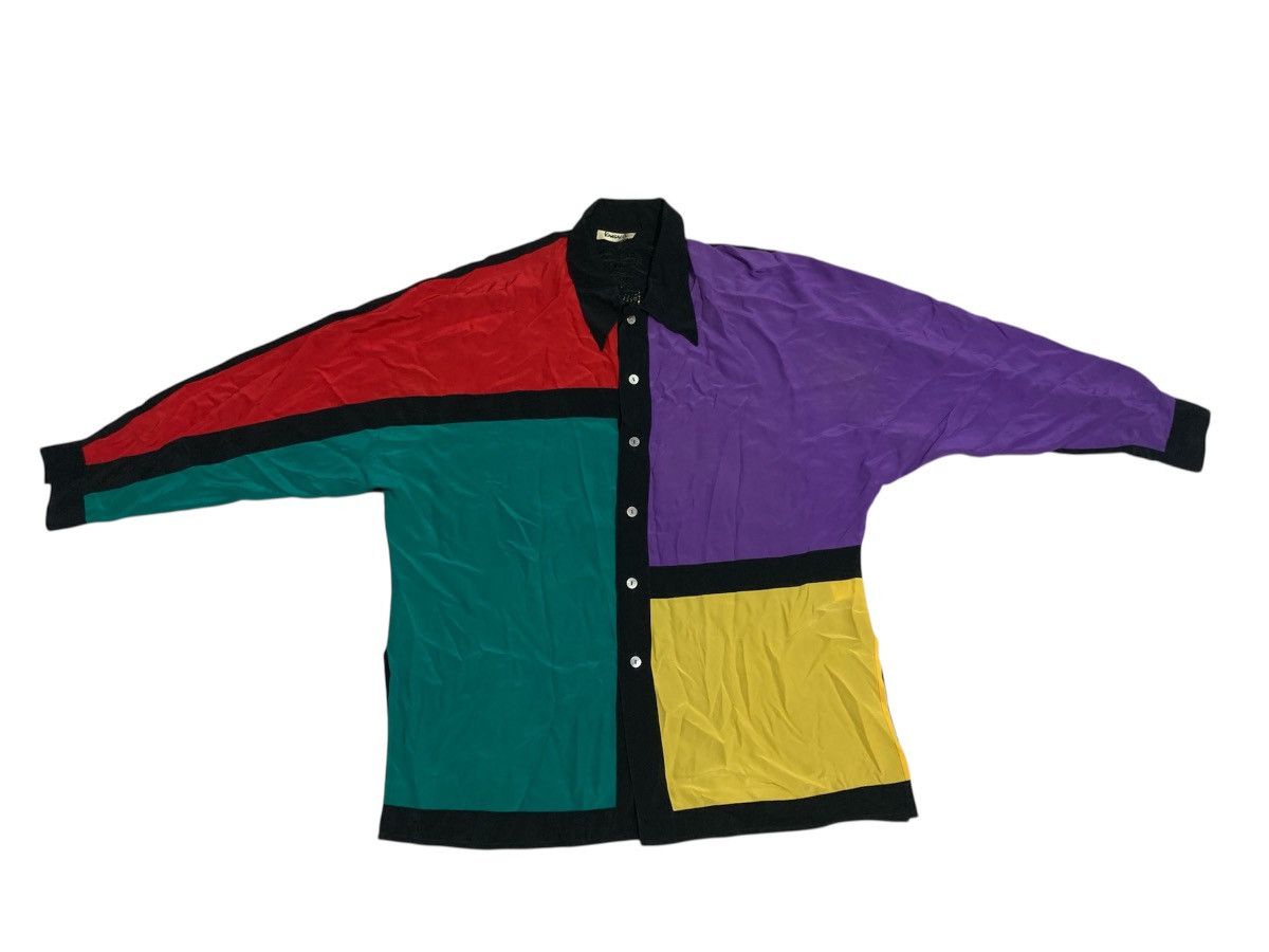 Japanese Brand × Kansai Yamamoto × Vintage Vintage kansai 90s colour block silk blouse Size L / US 10 / IT 46 - 1 Thumbnail