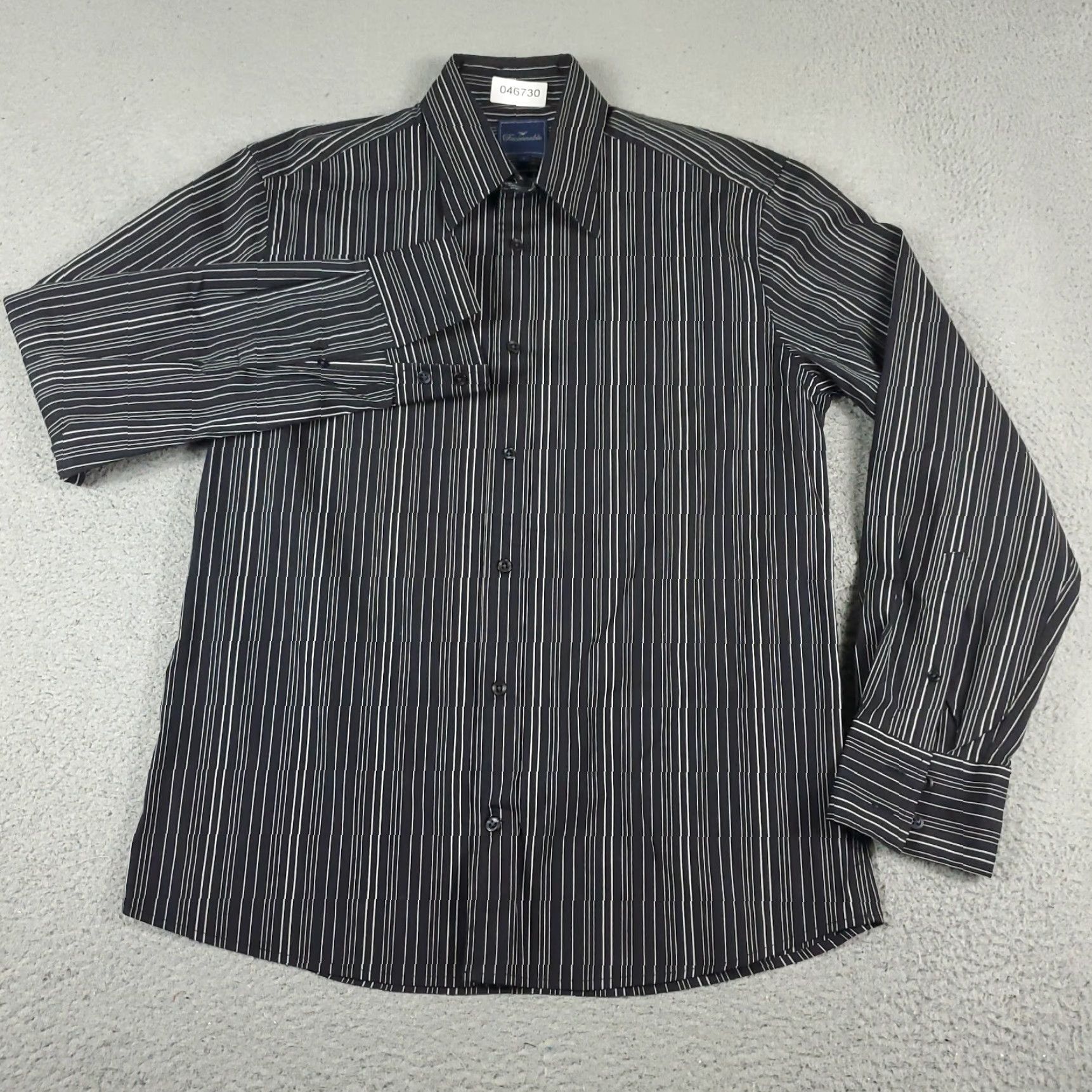 Faconnable Façonnable Casual Shirt Mens Large Black Striped Button-Up Long Sleeve Size US L / EU 52-54 / 3 - 2 Thumbnail