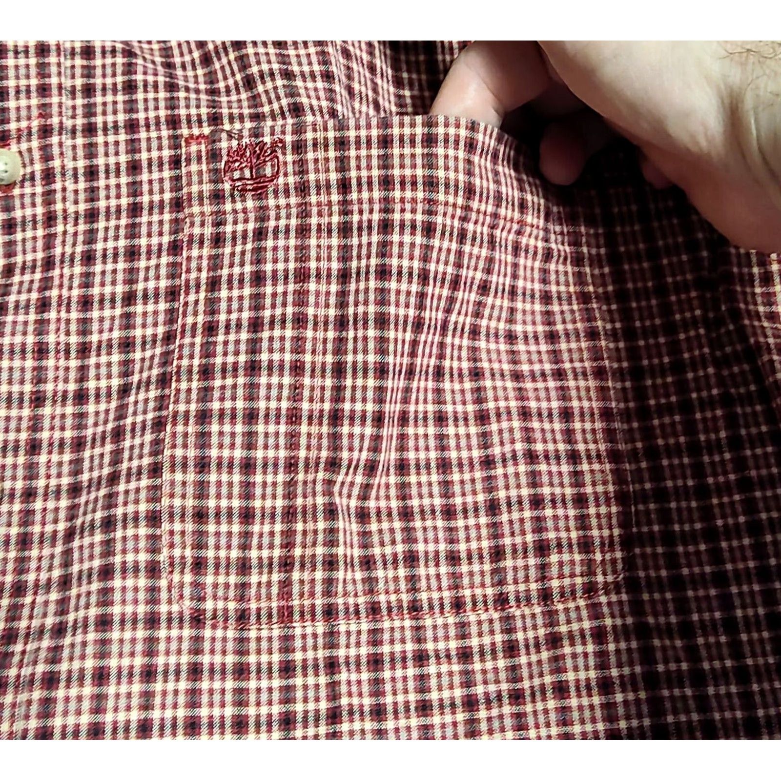 Timberland TIMBERLAND WEATHER GEAR Men Large Burgundy Check 100% Cotton Button-Up Shirt Size US L / EU 52-54 / 3 - 5 Thumbnail