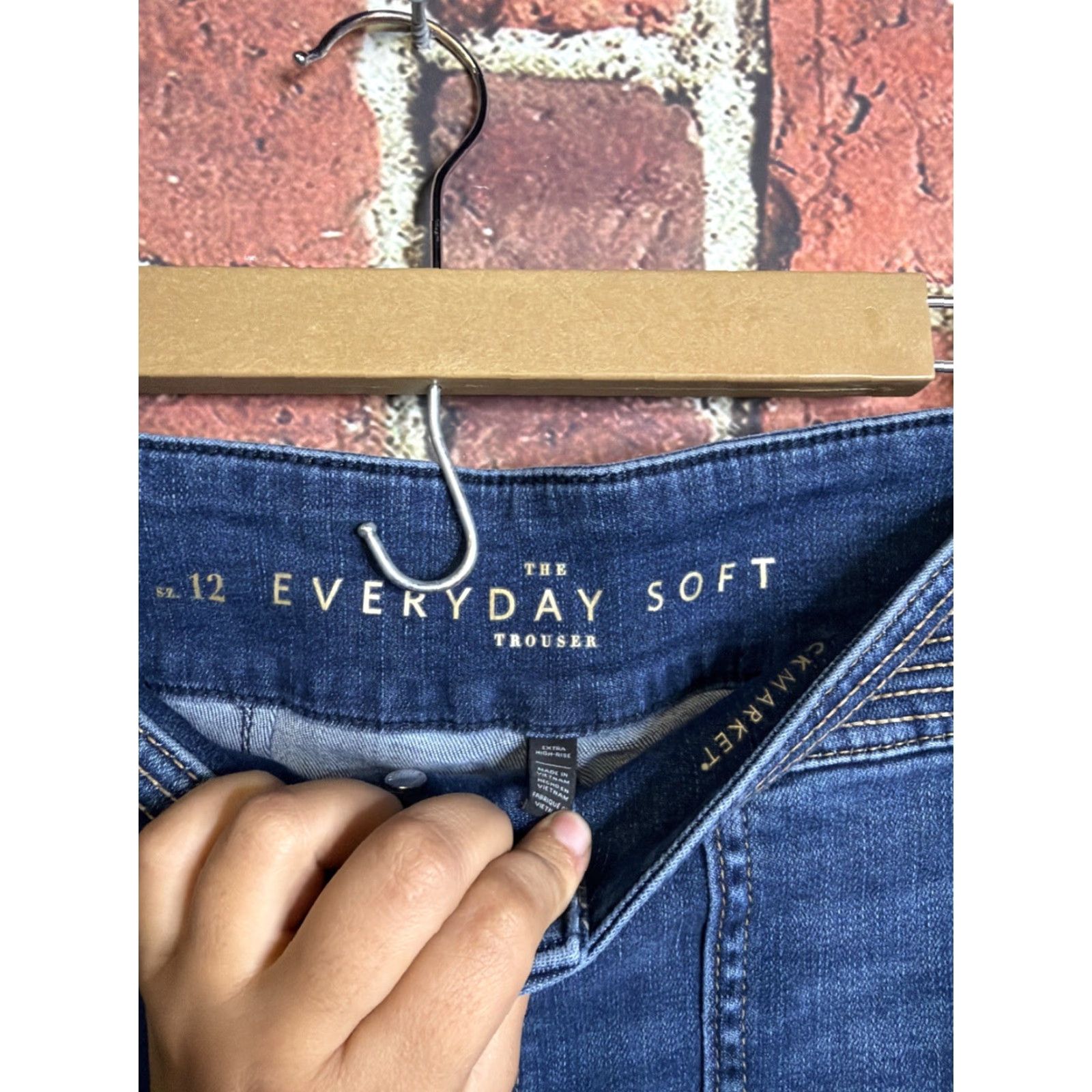 White House Black Market White House Black Market Womens Blue Everyday Wide-Leg Trouser Jeans Size 10 Size 24" / US 00 / IT 34 - 2 Thumbnail