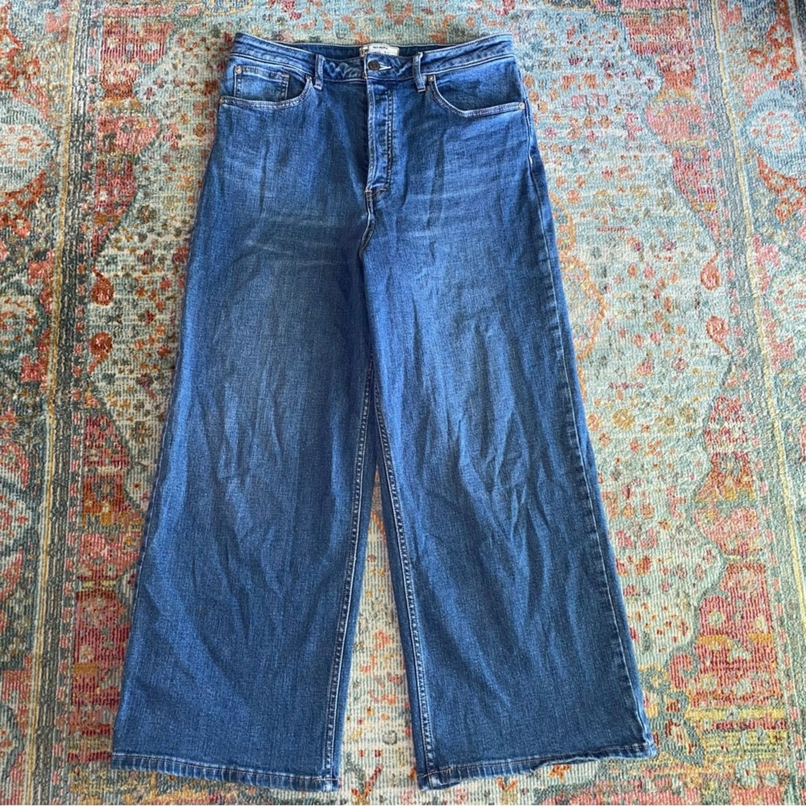 Free People Free People $110 Wales Wide Leg Button Fly Denim Jean 31" Size 31" - 2 Thumbnail