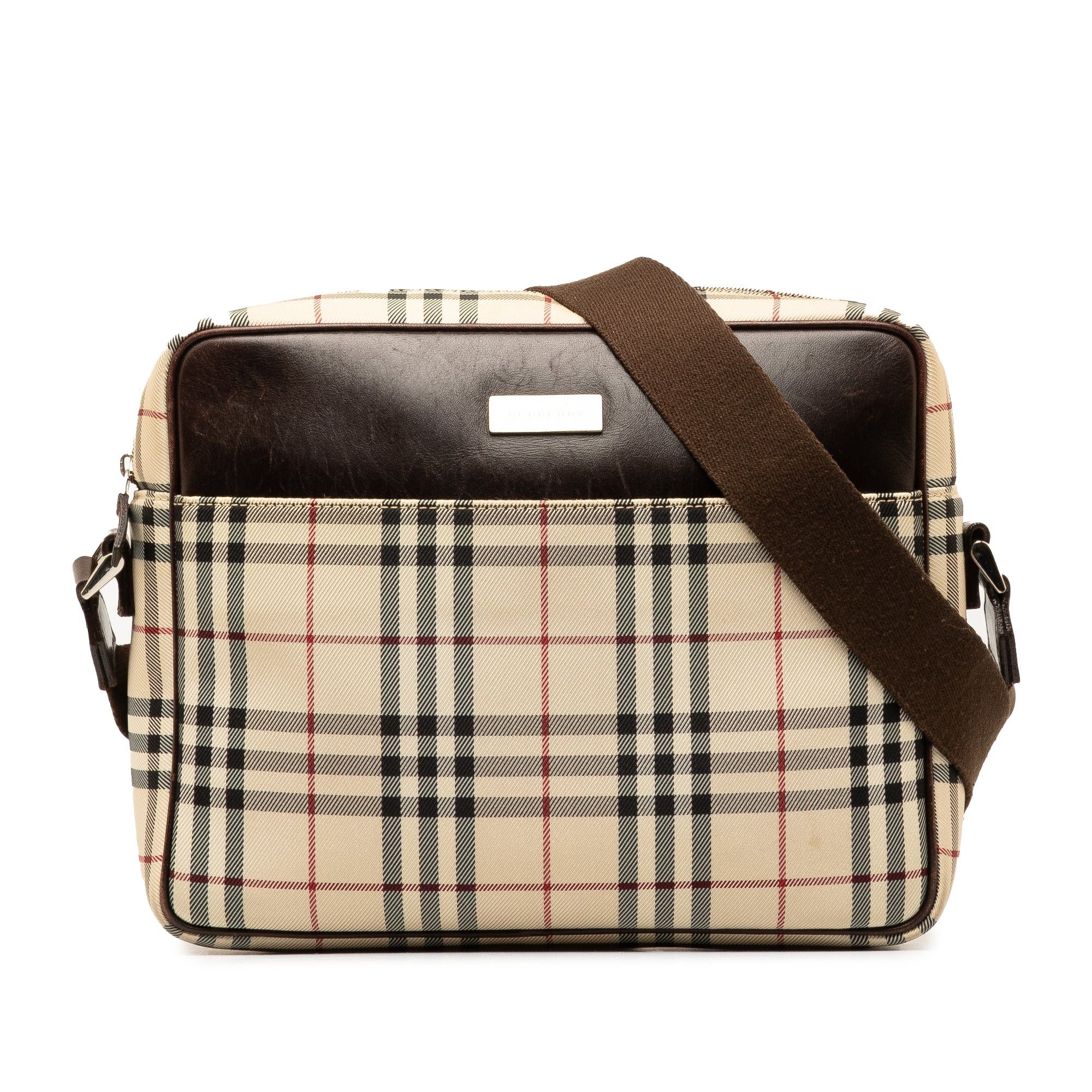 image of Burberry House Check Canvas Crossbody Crossbody Bag in Brown, Women's