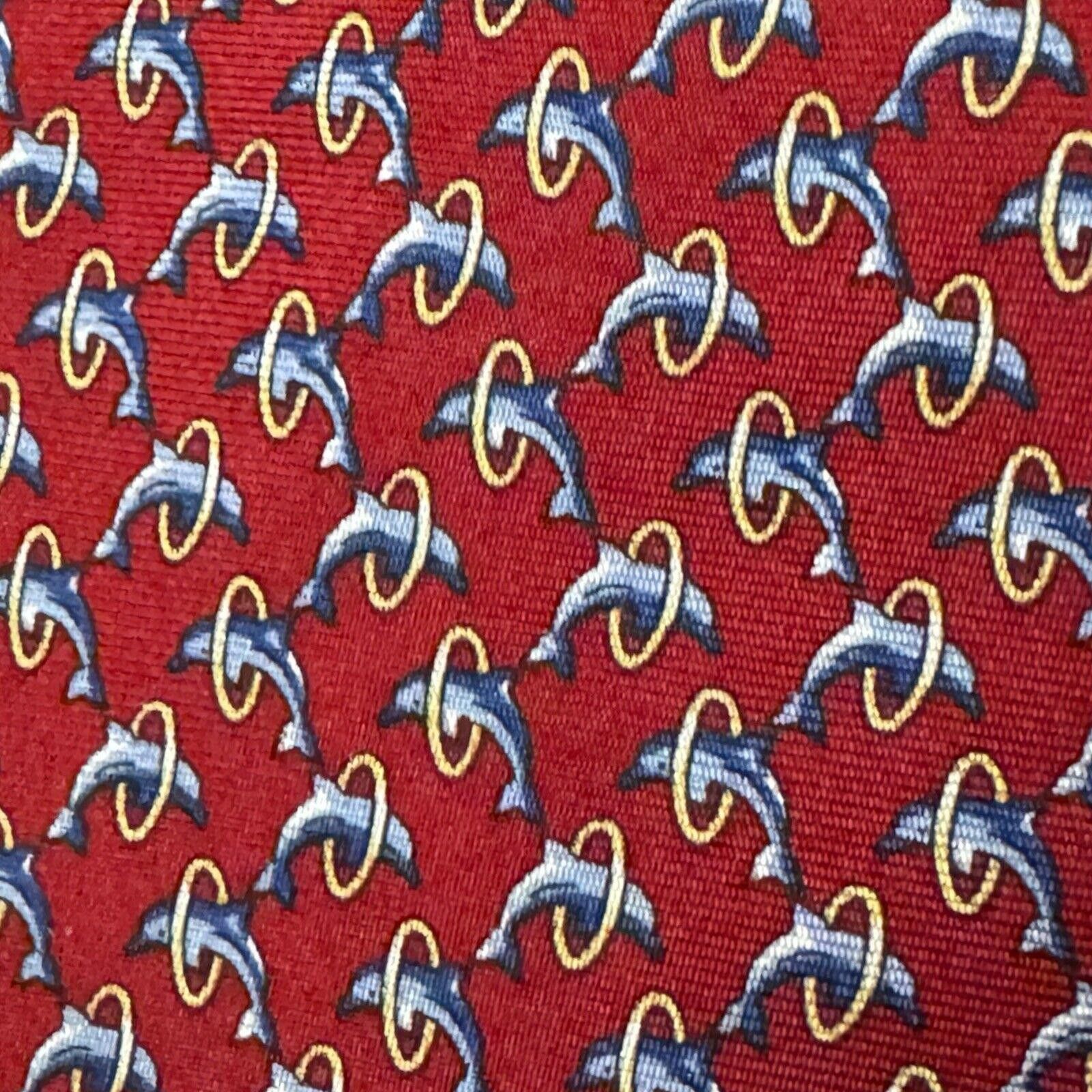 Designer JOS A BANK Silk Tie CORPORATE COLLECTION Dolphins Size ONE SIZE - 2 Thumbnail
