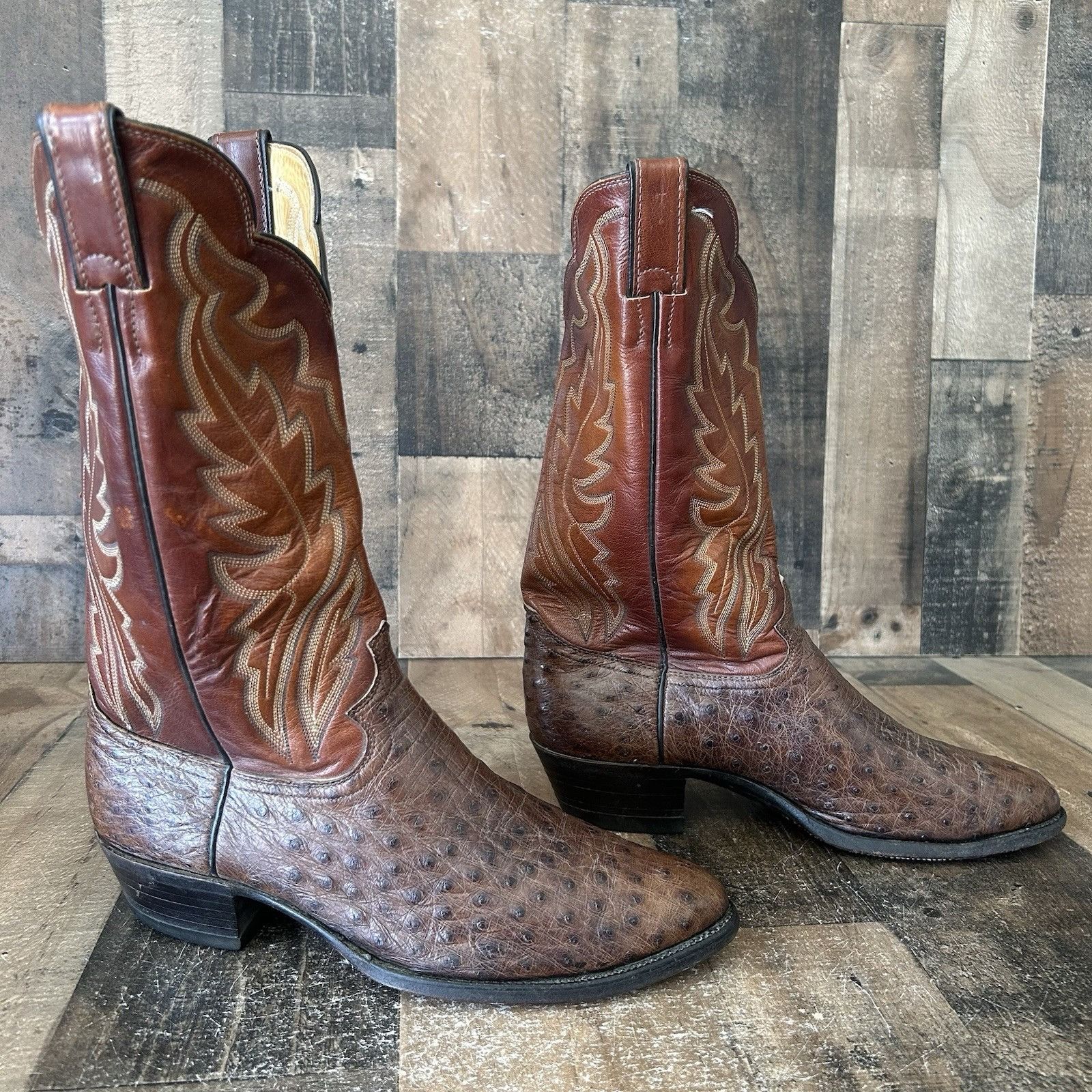 Justin Boots Justin Vintage Y5333 Ostrich Cowboy Boots Mens 9.5 E Size US 9.5 / EU 42-43 - 12 Thumbnail