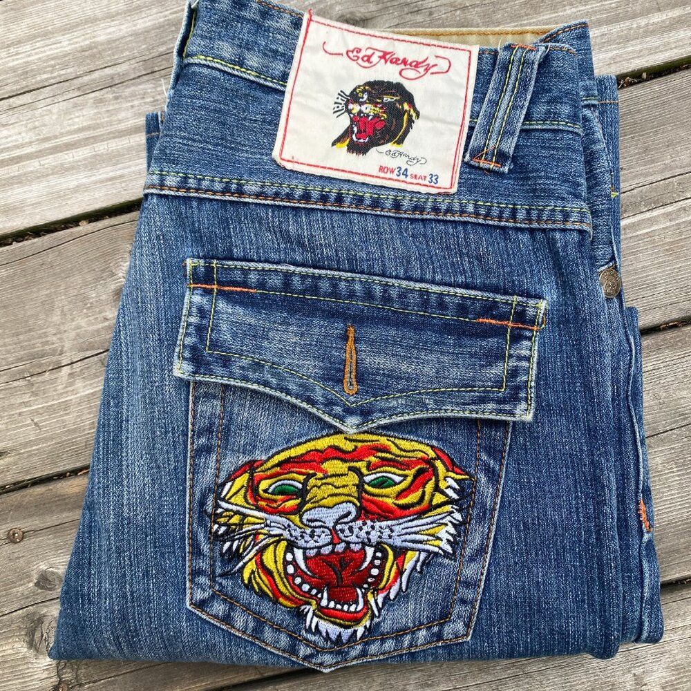 Ed Hardy Vintage Ed Hardy Embroidered Jeans By Christian Audigier Vi Size US 34 / EU 50 - 2 Thumbnail