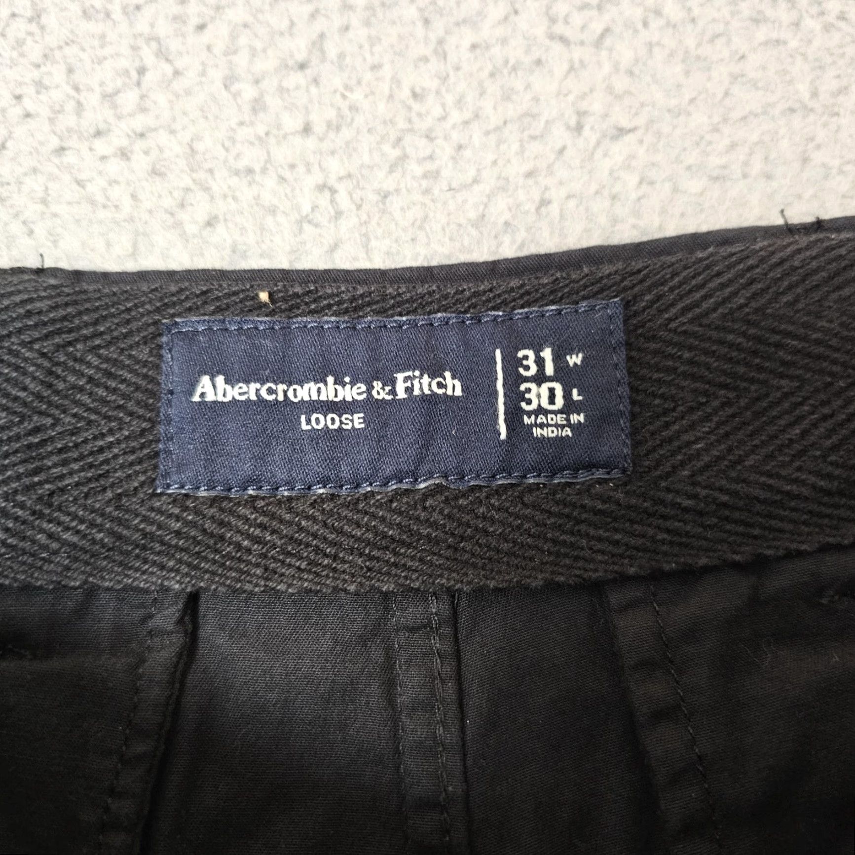 Abercrombie & Fitch Abercrombie & Fitch Pants Mens 31x27 (Tag 31x30) Black Loose Chino Stretch Twill Size US 31 - 2 Thumbnail
