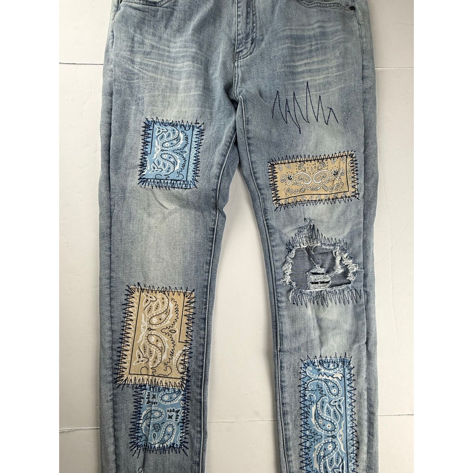 SERENEDE Serenede Patchwork Denim Jeans - 34x32 - Excellent! Size US 34 / EU 50 - 2 Thumbnail
