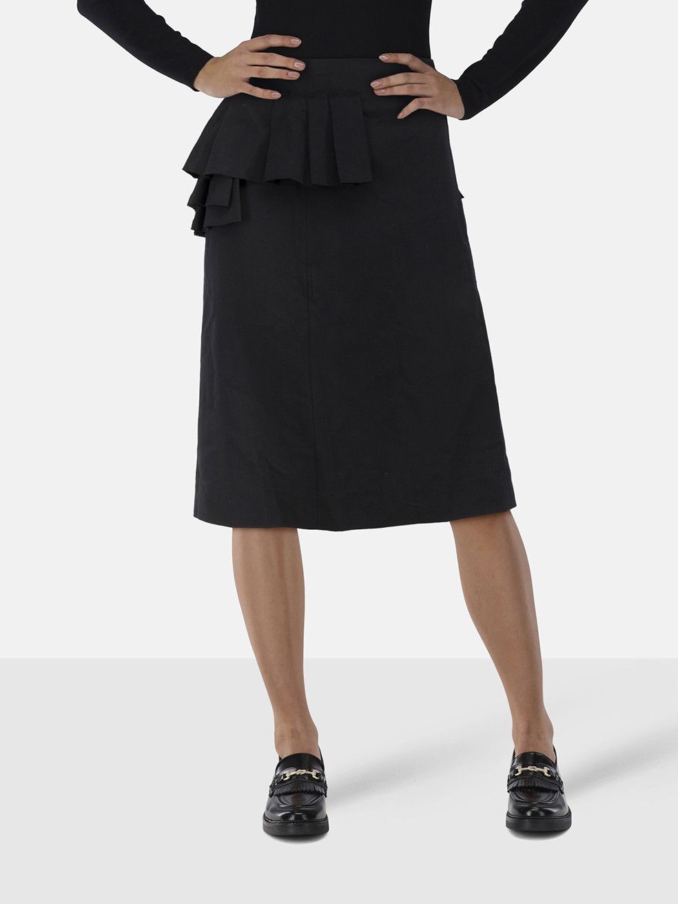 Marni Black Ruffled Knee Length Skirt Size 26" / US 2 / IT 38 - 1 Thumbnail