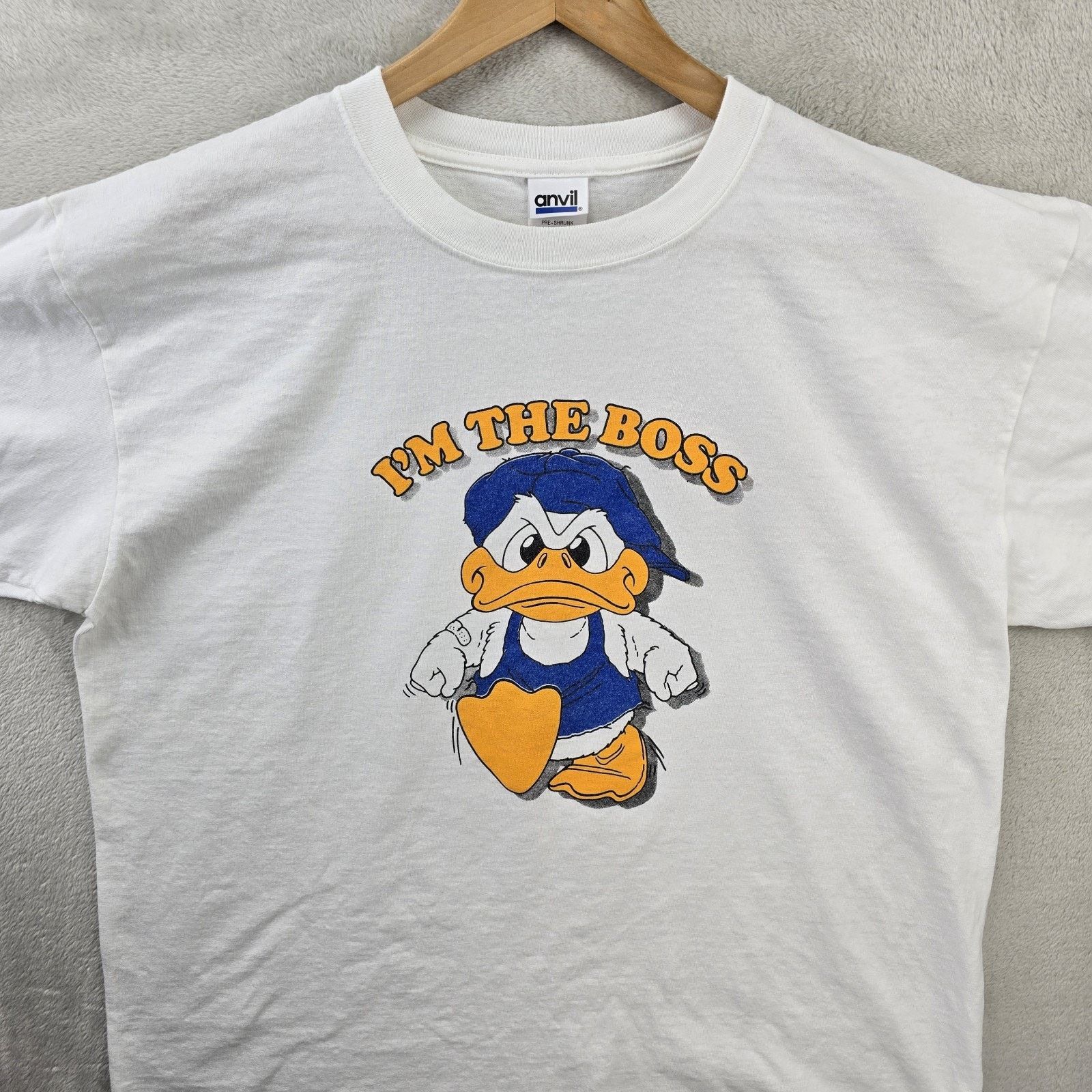 Anvil Vintage I'm The Boss Duck Shirt Mens XL White Anvil 90s Size US XL / EU 56 / 4 - 2 Thumbnail