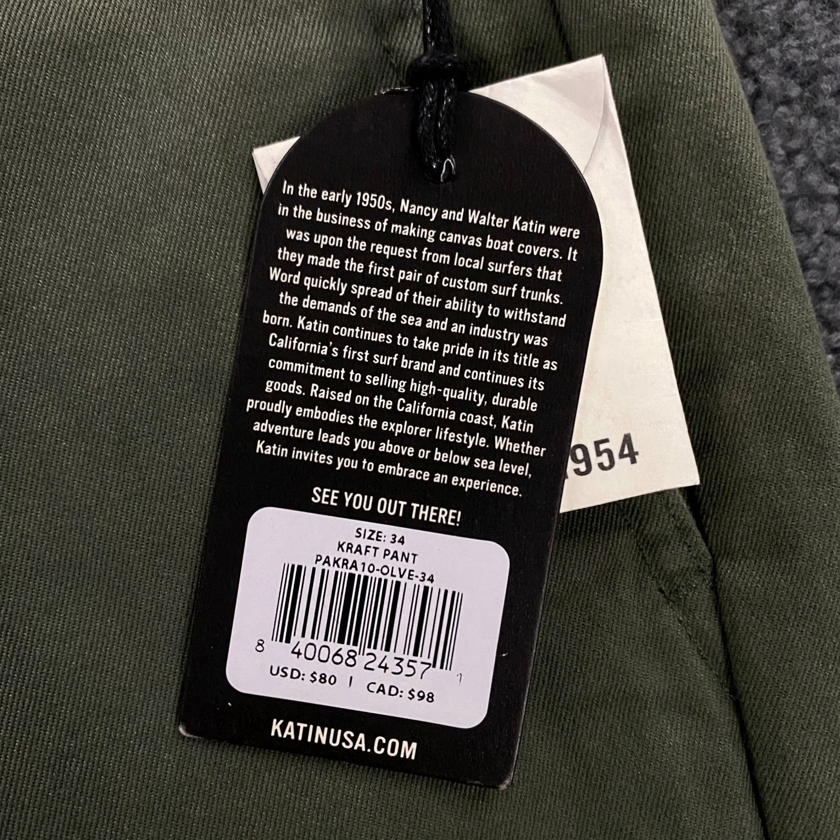 Katin Kraft Pants Set Of 2 Size 34x32 Olive Green Chino Stretch Twill Surf New, Men's — image 6 of 6
