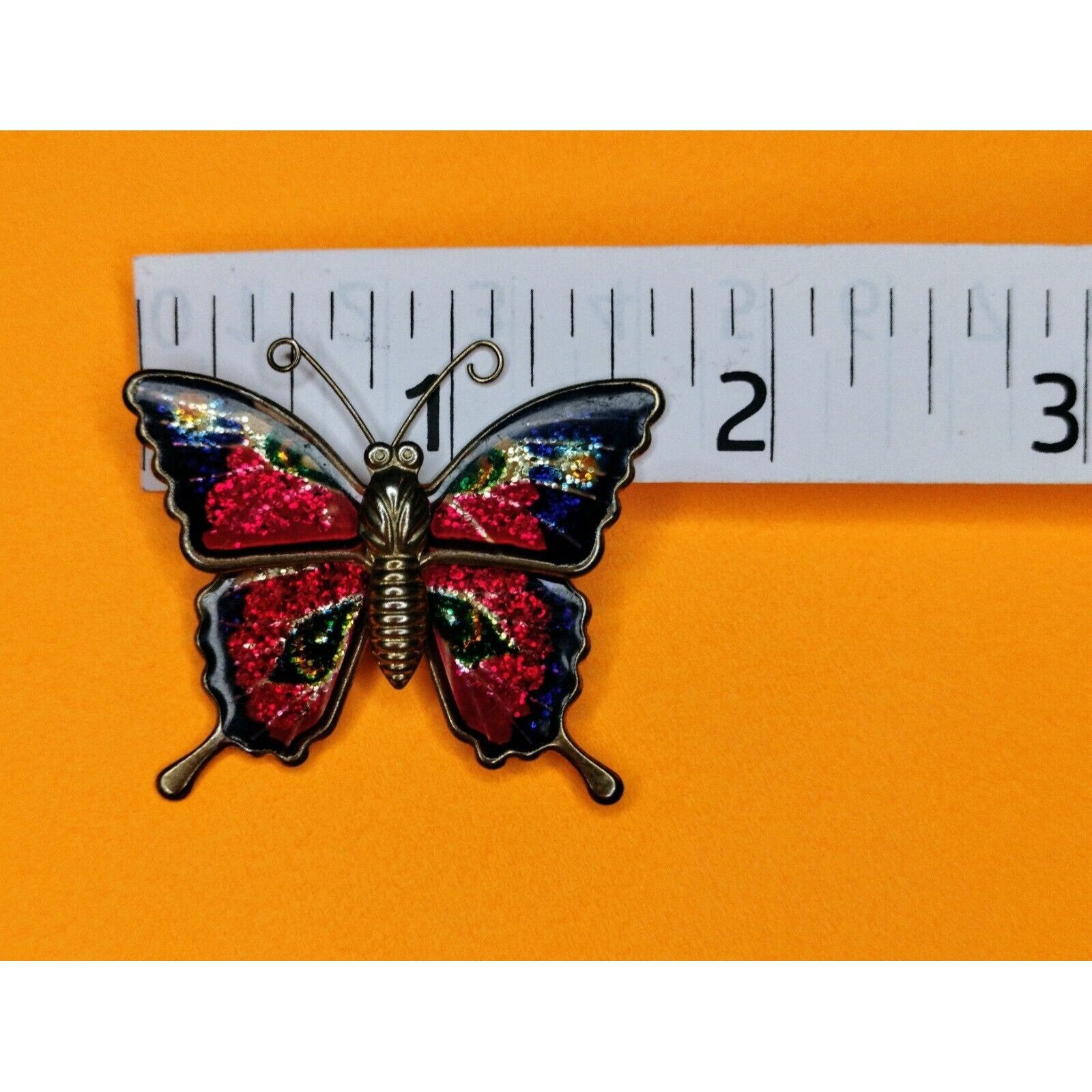 Other Colorful Enameled Butterfly Pin Gold Tone Jewelry Brooch Gli Size ONE SIZE - 12 Thumbnail