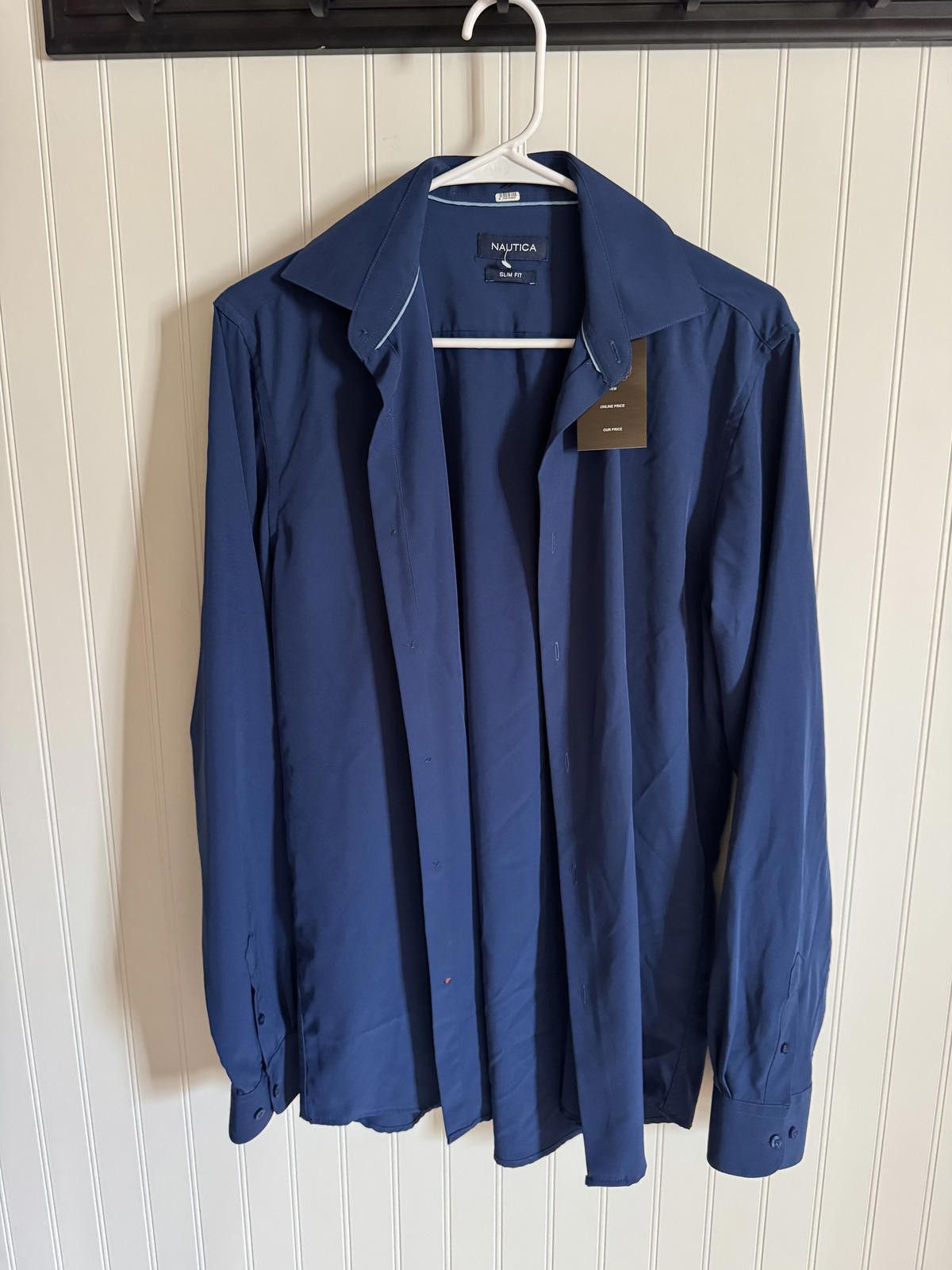 Nautica Nautica Slim Fit Men's Dress Shirt - Navy Blue, Size M Size 38R - 1 Thumbnail