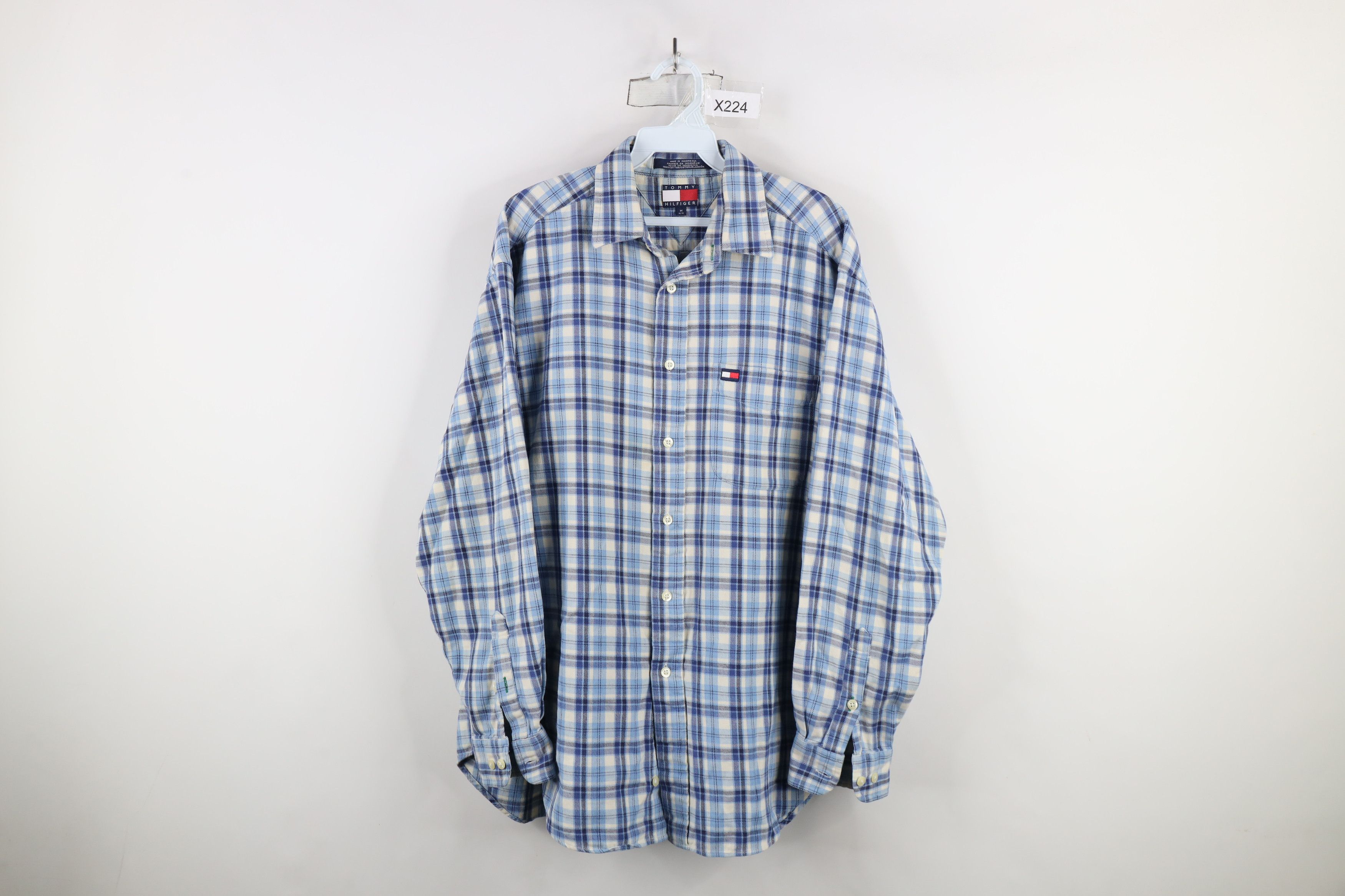 Tommy Hilfiger × Vintage Vintage 90s Tommy Hilfiger Collared Button Shirt Plaid Size US M / EU 48-50 / 2 - 1 Thumbnail