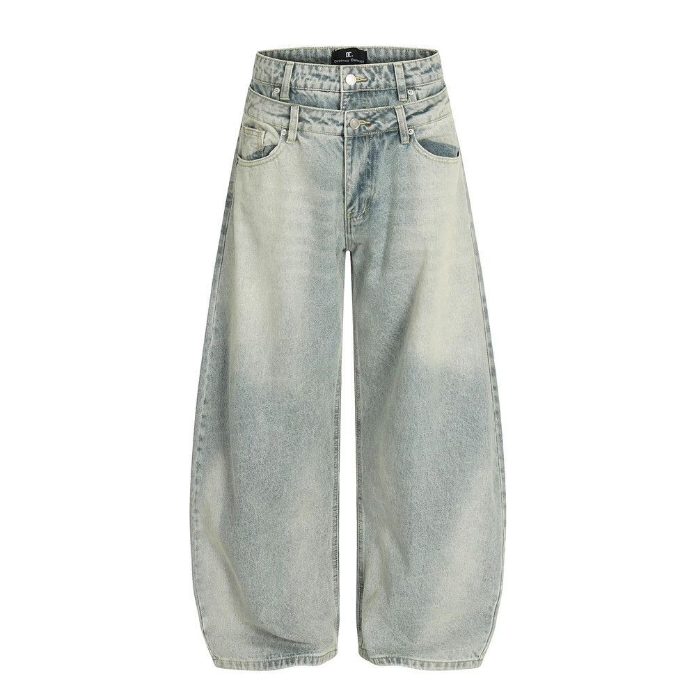 Jean Men's punk washed distressed scimitar two-piece jeans Size US 32 / EU 48 - 1 Thumbnail