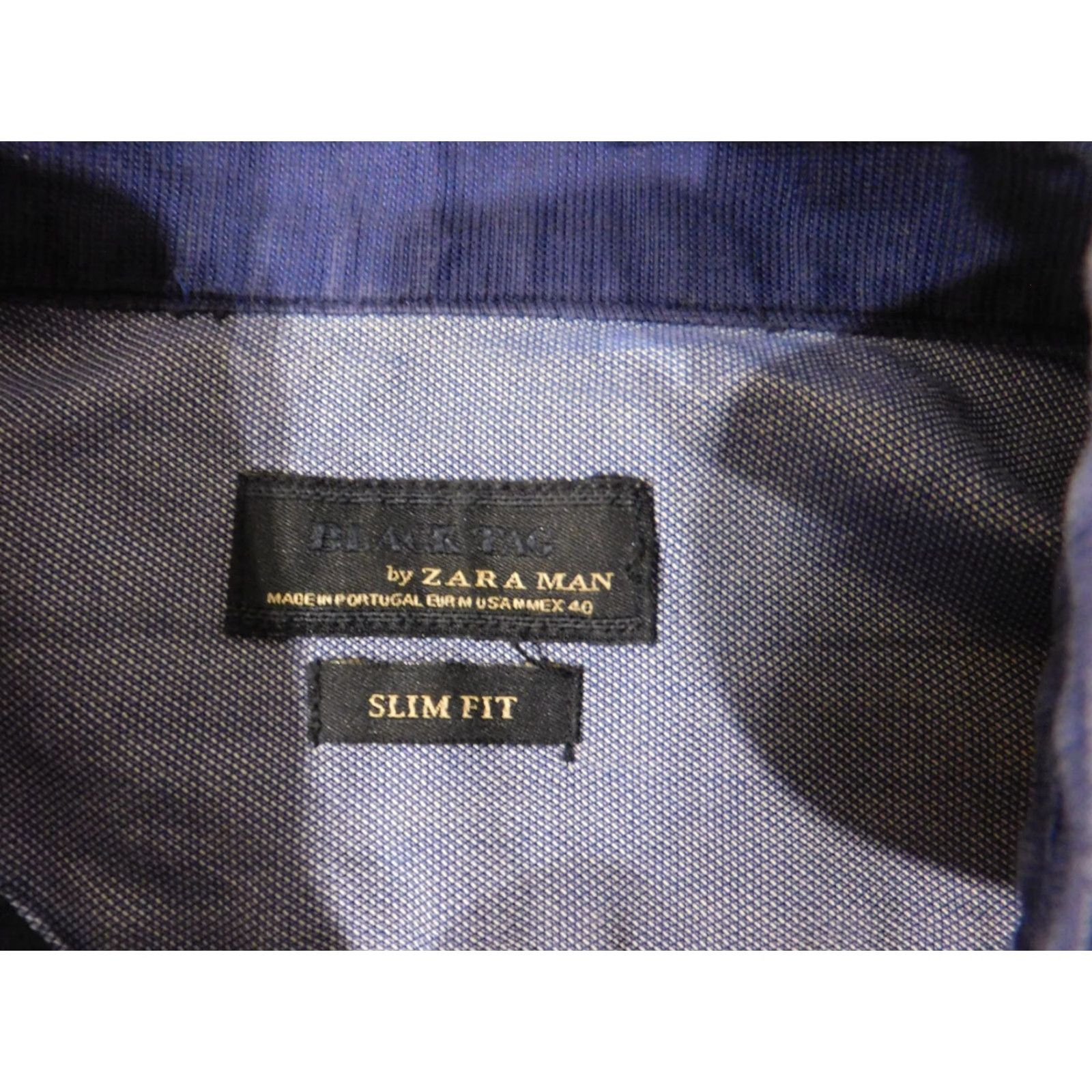 Zara Zara Shirt Button-Up Slim Fit Geometric Pattern Blue Mens M Casual Knitted Cotton Button-Down Collar Pockets Logo Size US M / EU 48-50 / 2 - 5 Thumbnail