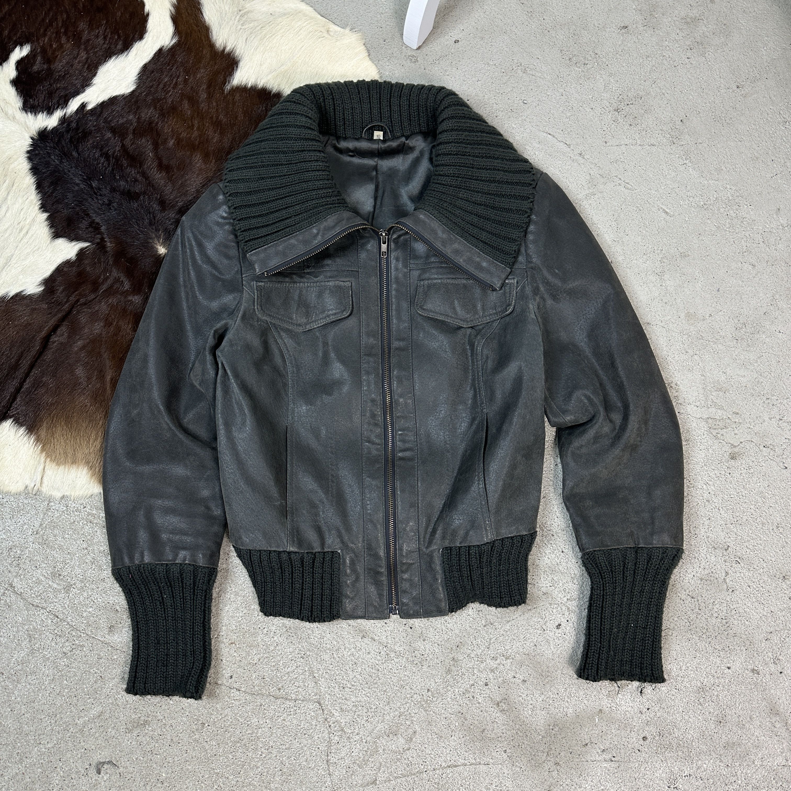 Vintage Vintage Big Collar Leather Jacket Size M / US 6-8 / IT 42-44 - 2 Thumbnail