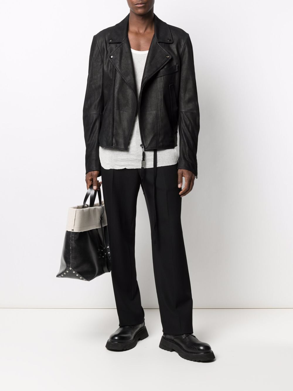 Ann Demeulemeester NWT ANN DEMEULEMEESTER BLACK LEATHER THEO BIKER JACKET, M Size US M / EU 48-50 / 2 - 14 Thumbnail