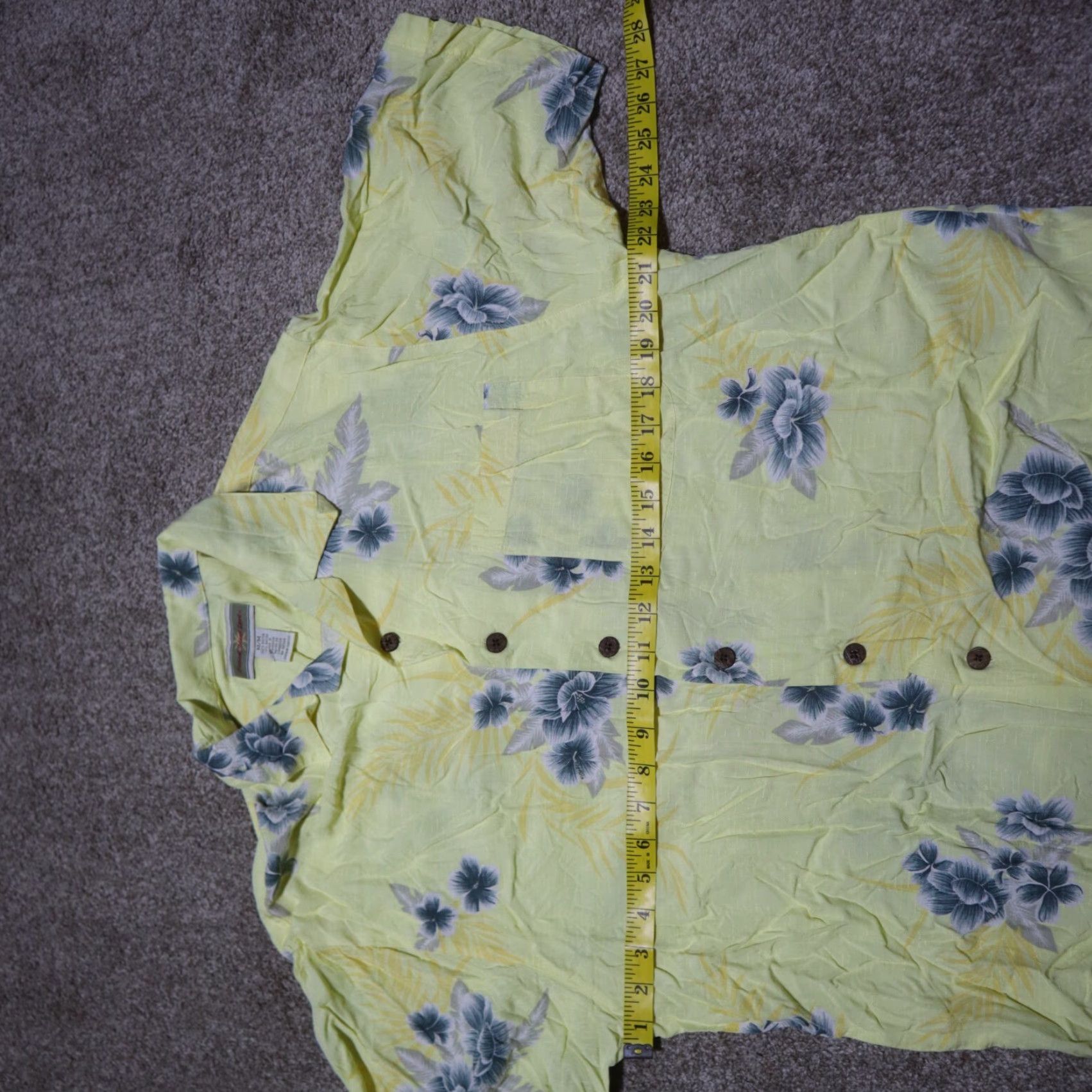 Vintage Original Island Sport Shirt Men M Medium Yellow Floral Hawaiian Button-Down Long Sleeve Size US M / EU 48-50 / 2 - 4 Thumbnail